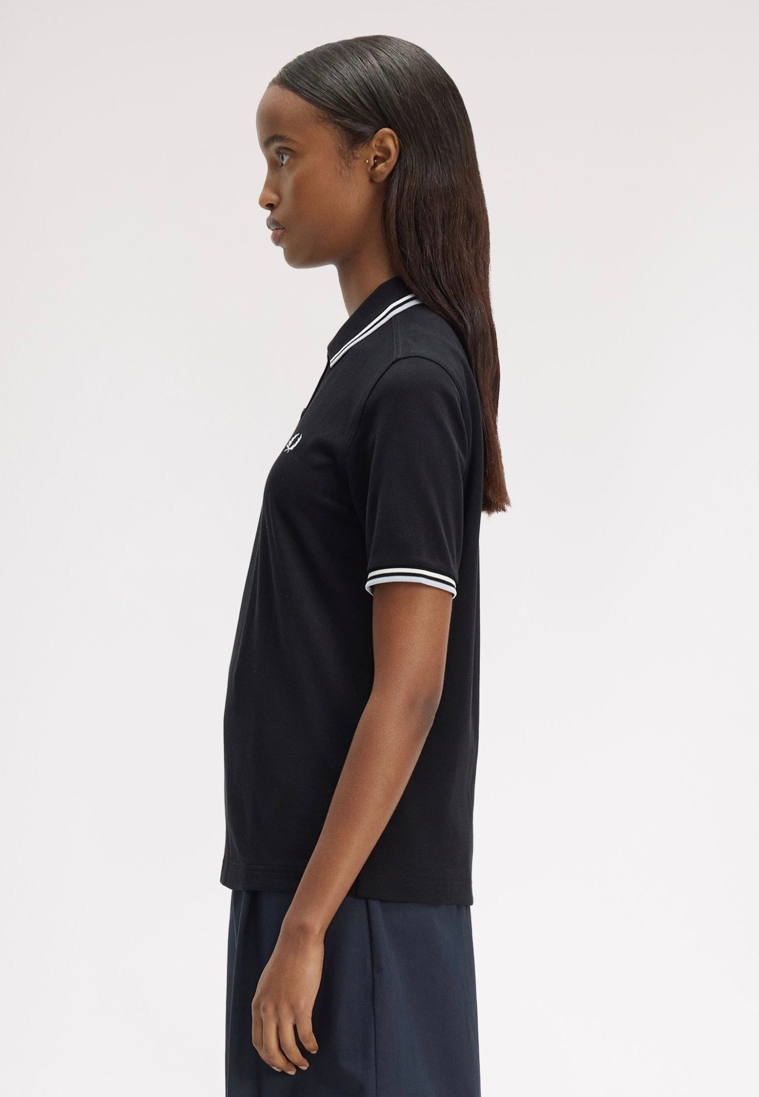 Fred Perry - Twin Tipped Black/Snow White/Dusky Blue - Polo | Women-Image
