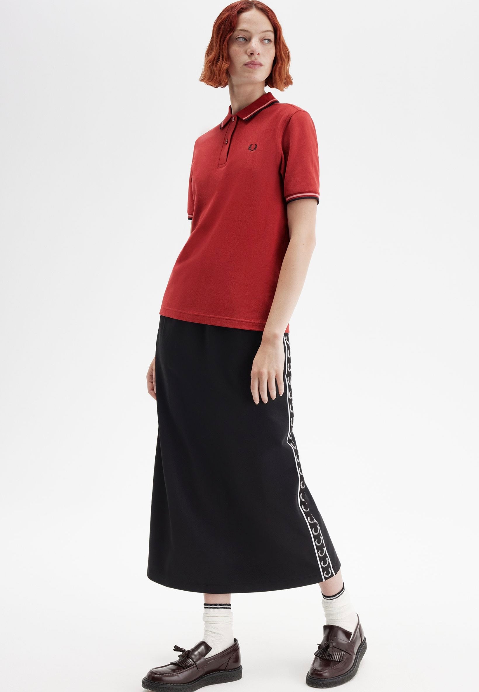 Fred Perry - Twin Tipped Burnt Red/Putty Pink/Black - Polo | Women-Image