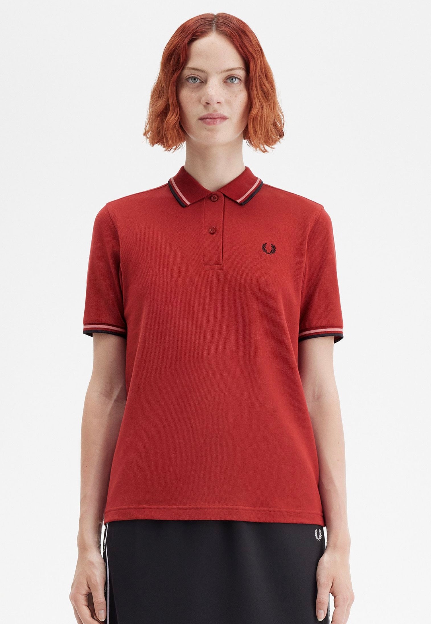 Fred Perry - Twin Tipped Burnt Red/Putty Pink/Black - Polo | Women-Image