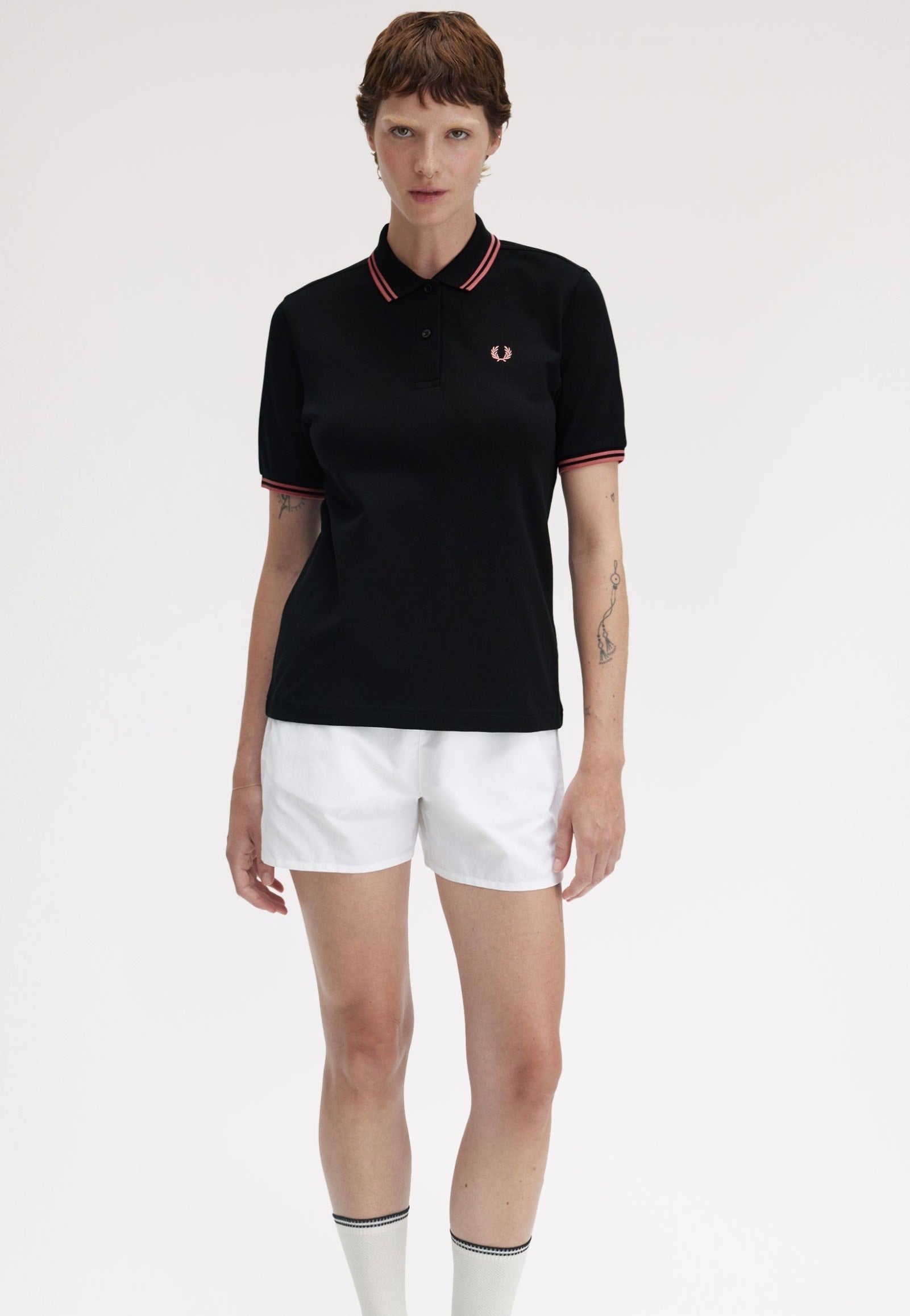 Fred Perry - Twin Tipped Fred Perry Black/Putty Pink - Polo | Women-Image