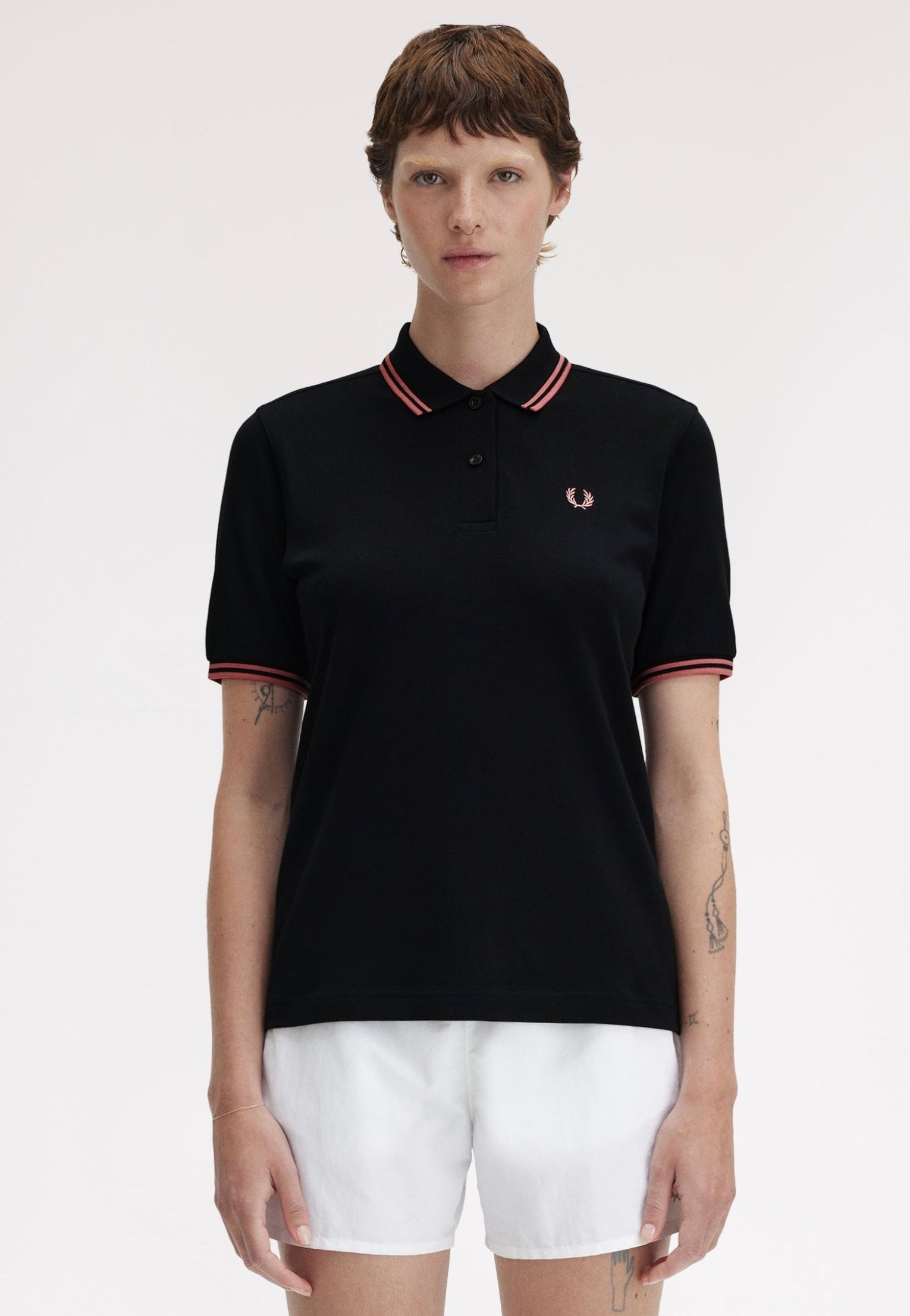Fred Perry - Twin Tipped Fred Perry Black/Putty Pink - Polo | Women-Image