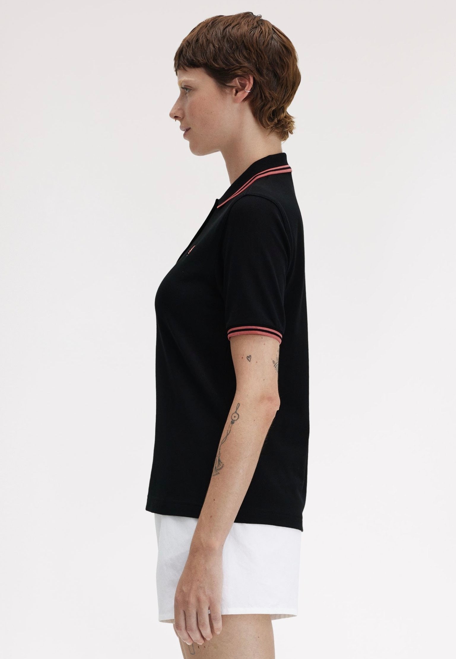 Fred Perry - Twin Tipped Fred Perry Black/Putty Pink - Polo | Women-Image