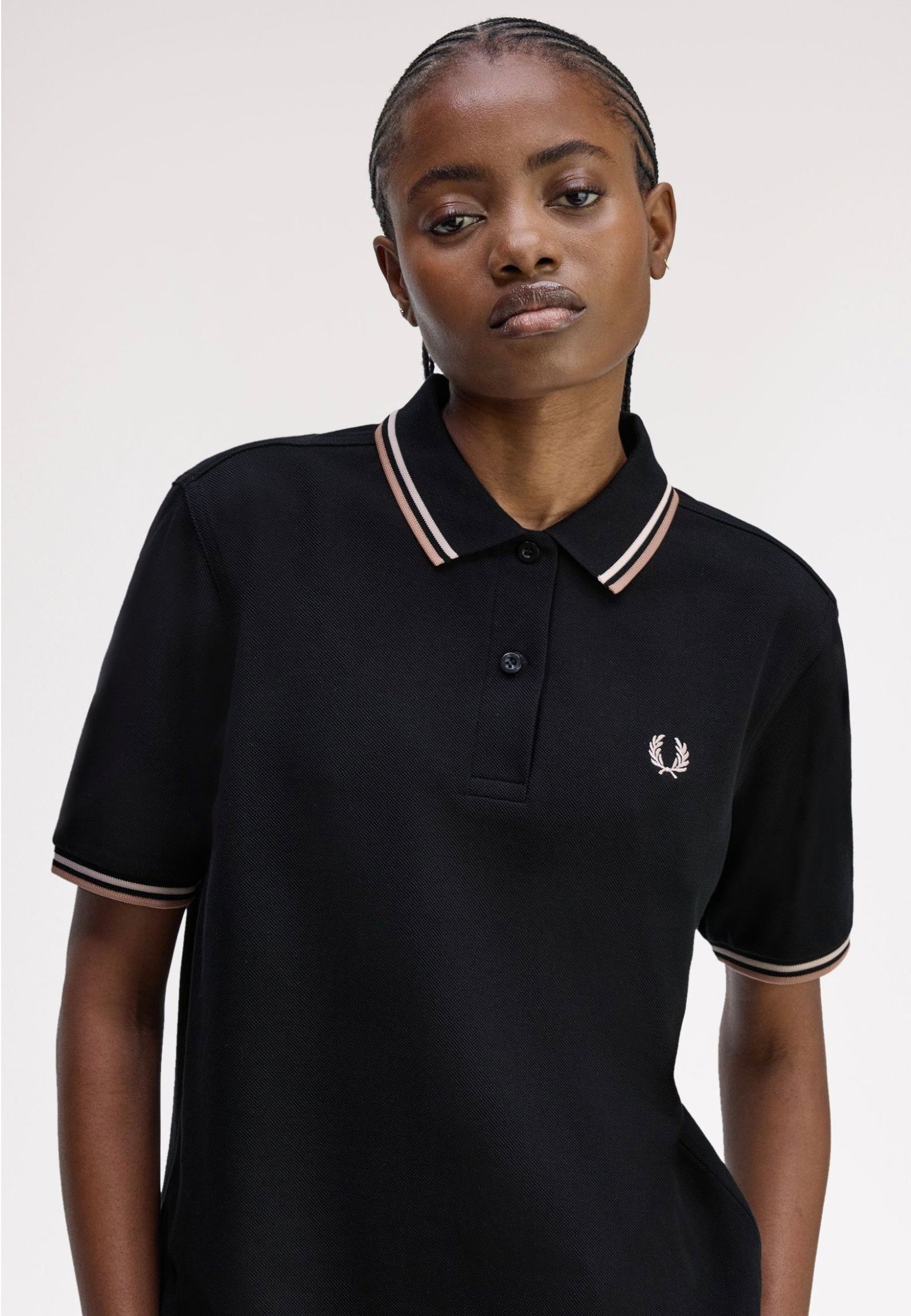 Fred Perry - Twin Tipped Black/Silky Peach/Blossom Pink - Polo | Women-Image