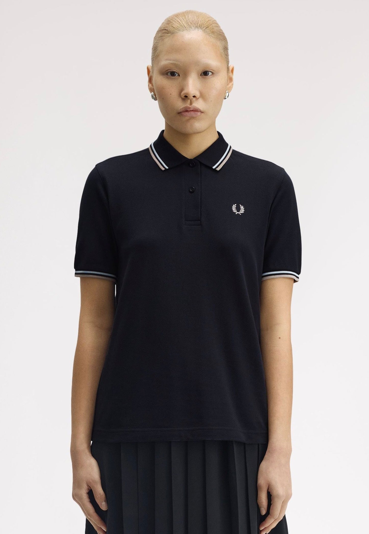 Fred Perry - Twin Tipped Navy/Light Ice/Warm Oatmeal - Polo | Women-Image