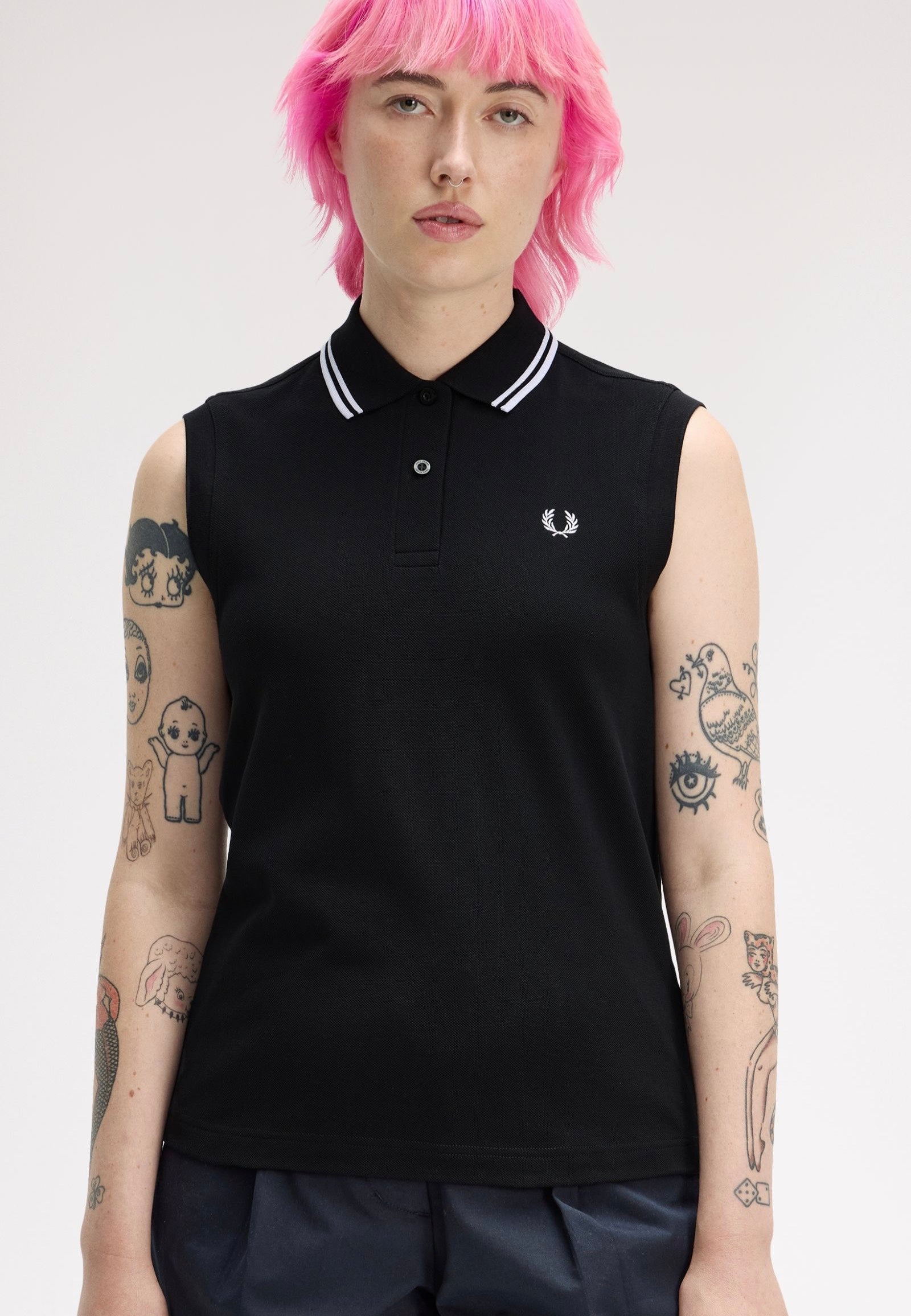 Fred Perry - Sleeveless Twin Tipped Black/White - Tank | Women-Image