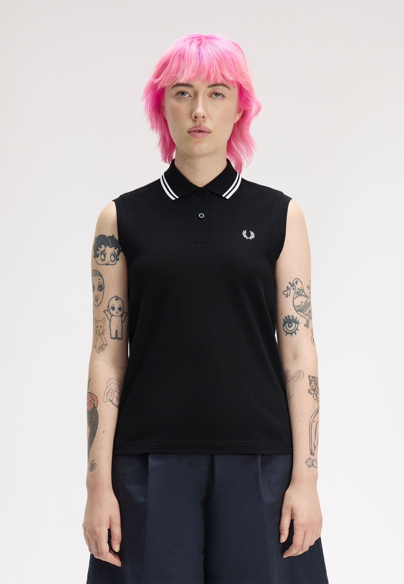 Fred Perry - Sleeveless Twin Tipped Black/White - Tank | Women-Image