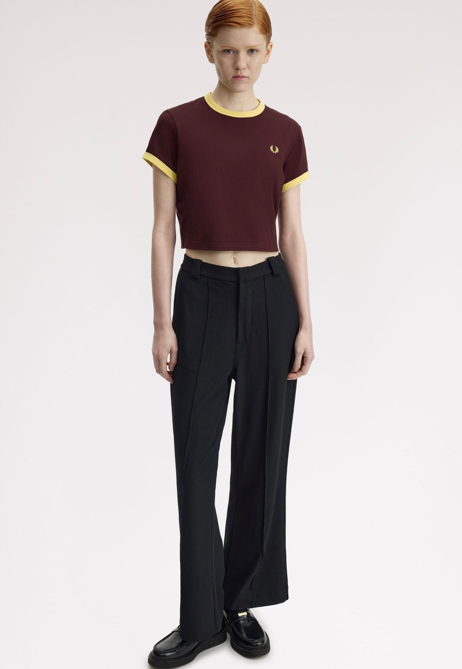 Fred Perry - Cropped Ringer Oxblood - T-Shirt | Women-Image