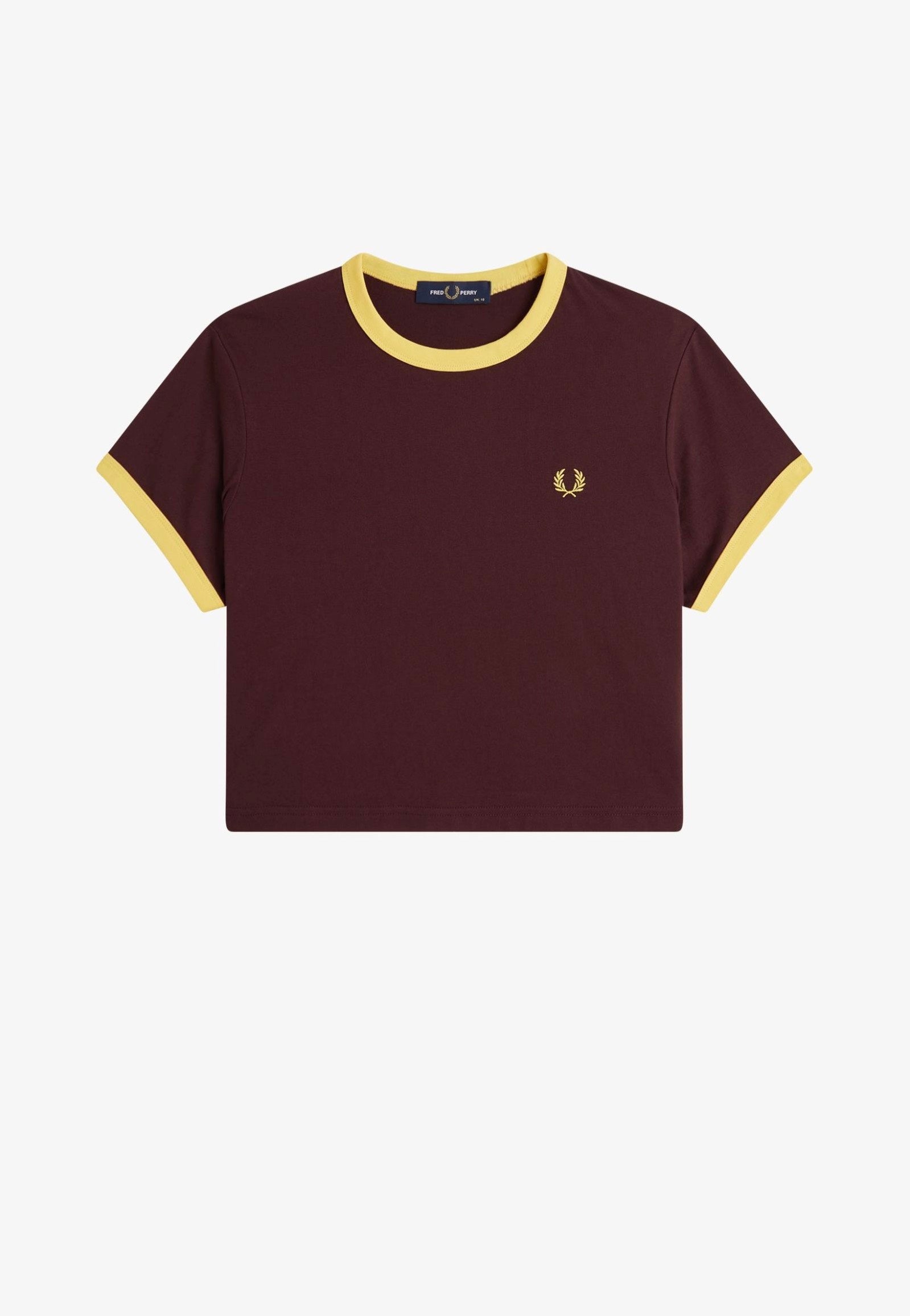 Fred Perry - Cropped Ringer Oxblood - T-Shirt | Women-Image