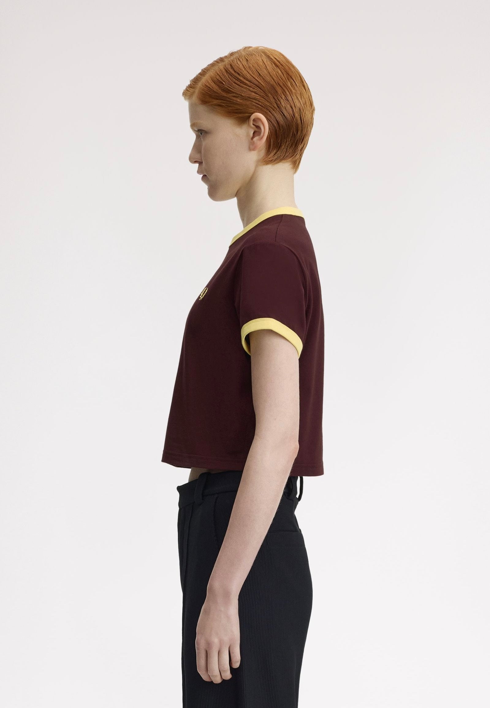 Fred Perry - Cropped Ringer Oxblood - T-Shirt | Women-Image