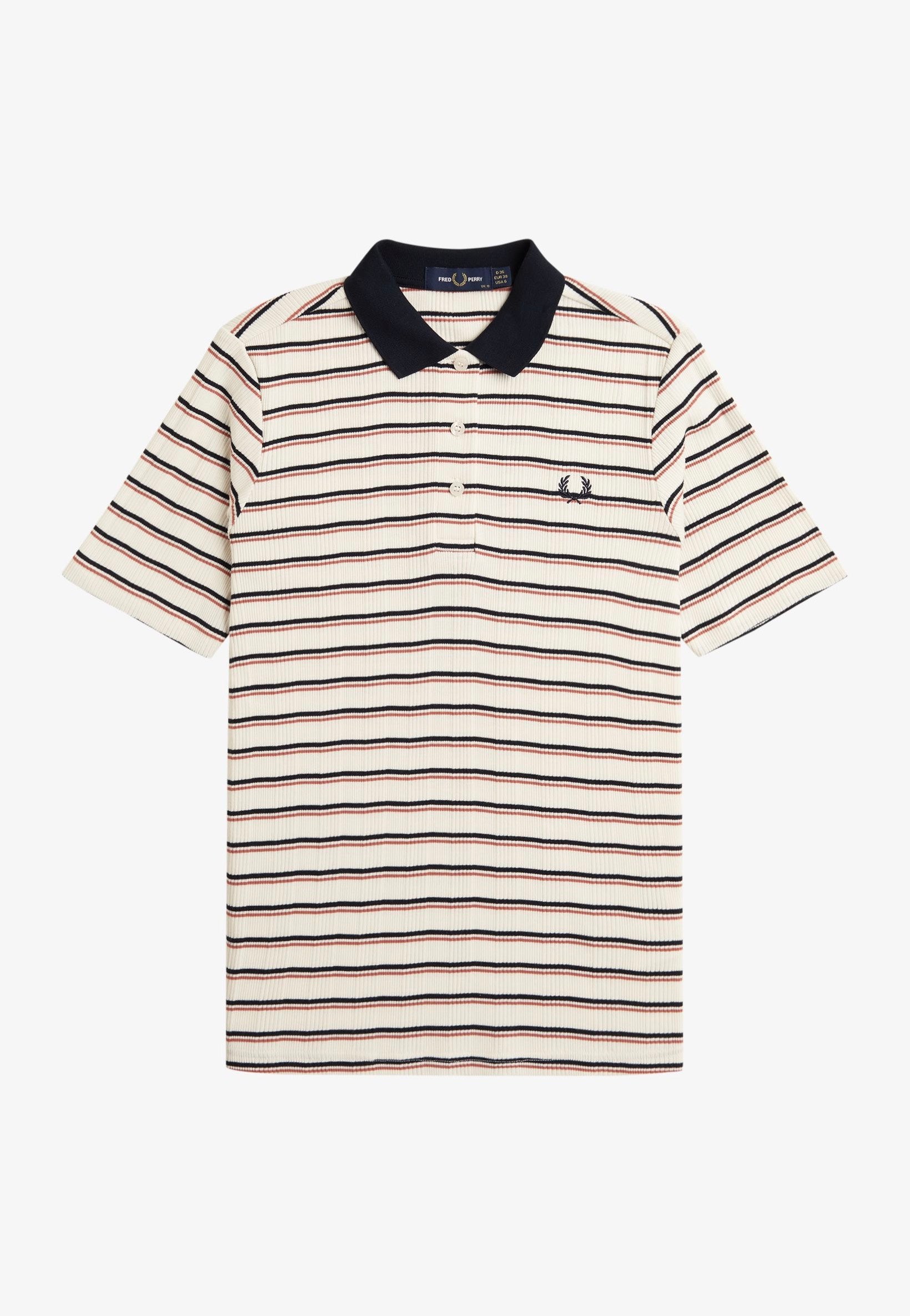 Fred Perry - Striped Ribbed Silky Peach - Polo | Women-Image