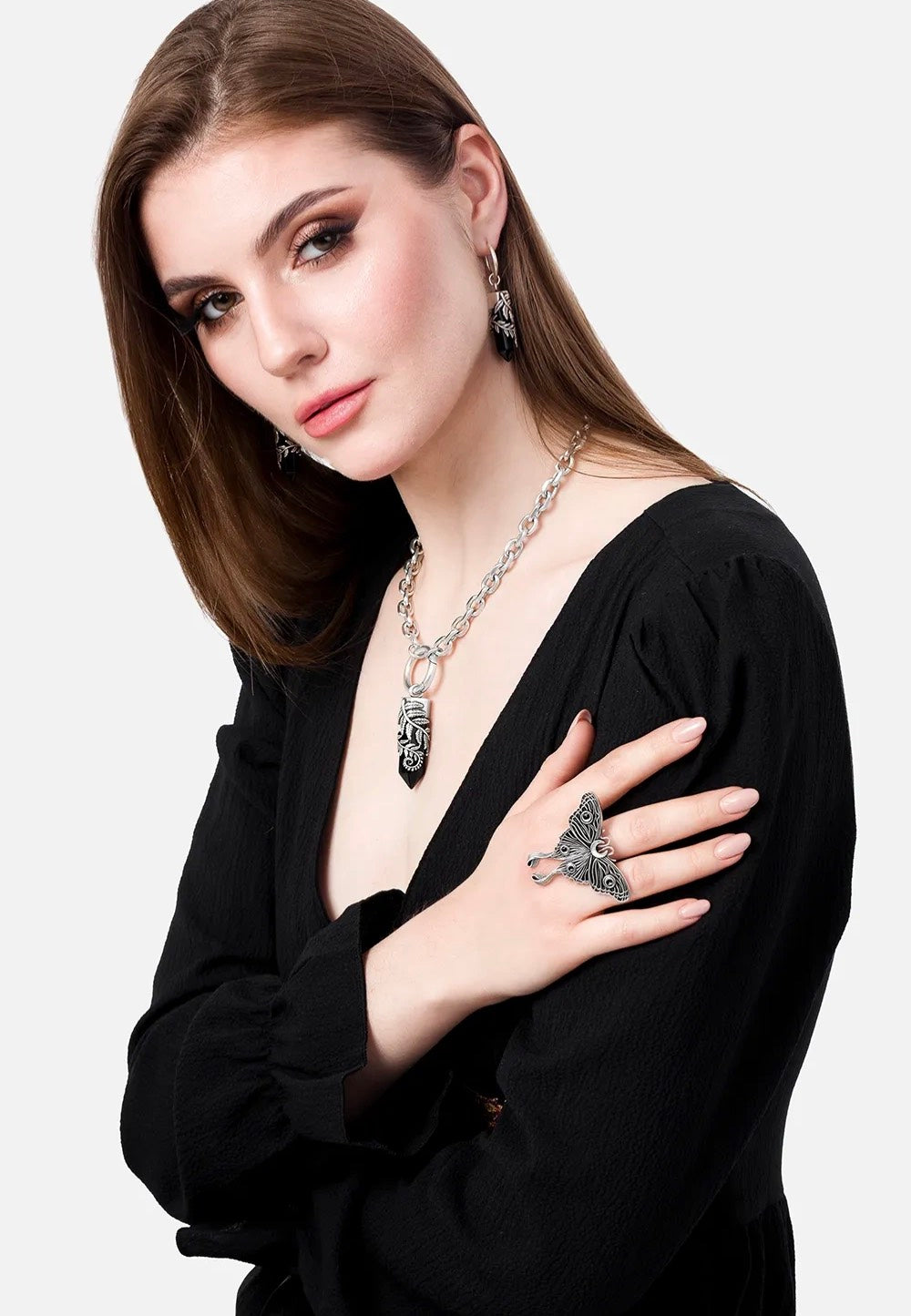 Restyle - Crystal Fern O-Ring Silver - Choker | Neutral-Image