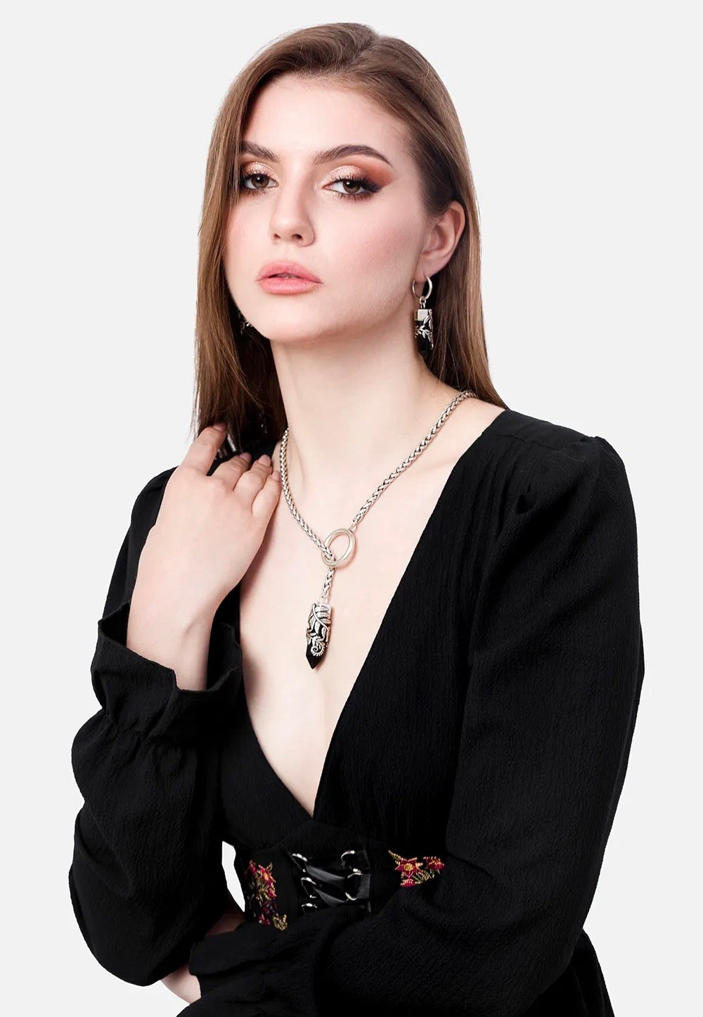 Restyle - Crystal Fern O-Ring Silver - Necklace | Neutral-Image