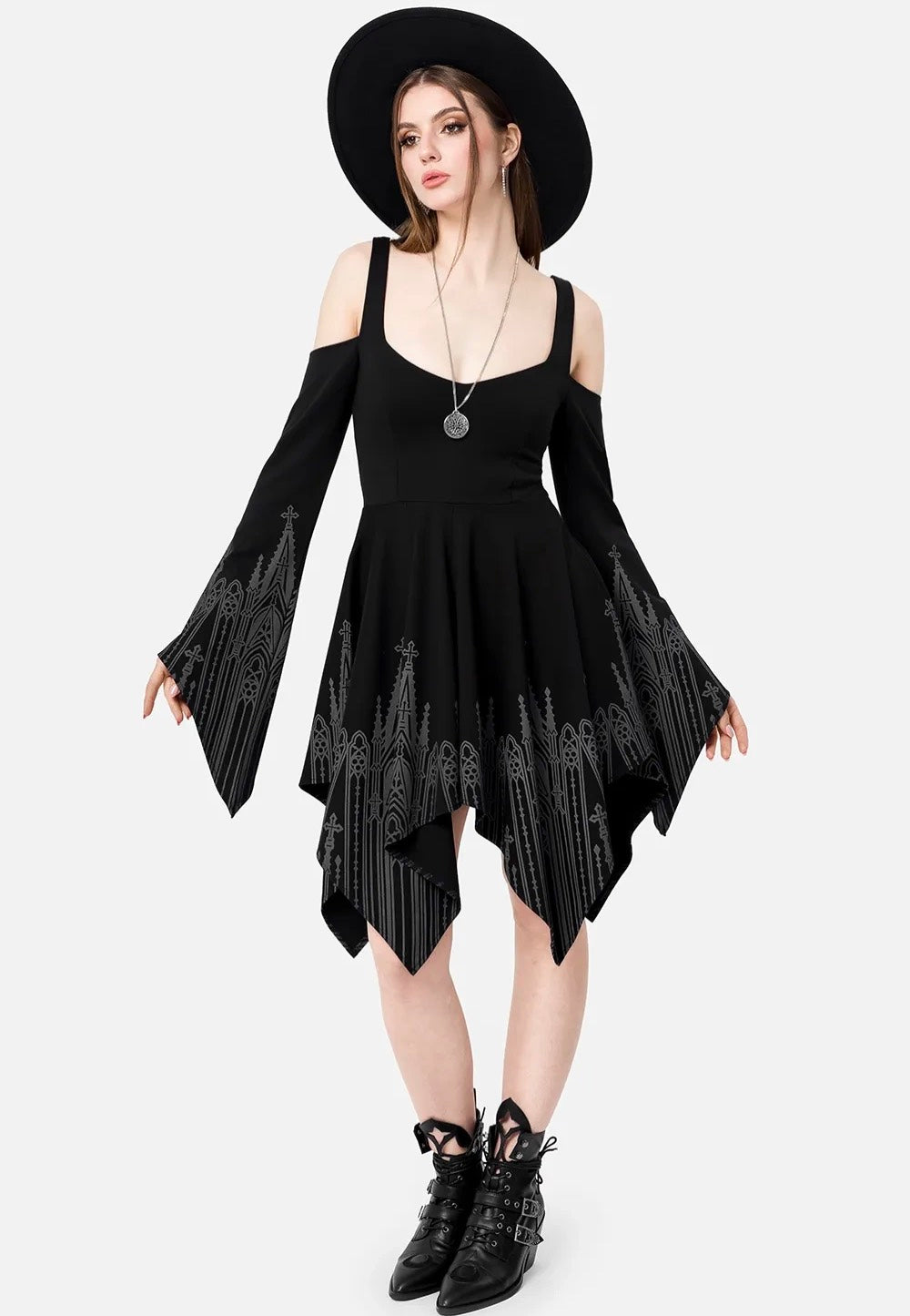 Restyle - Infernal Chapel Mini Black - Dress | Women-Image