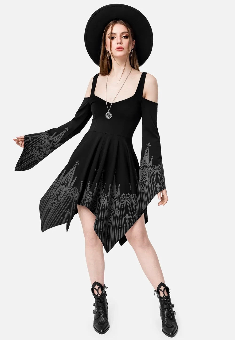 Restyle - Infernal Chapel Mini Black - Dress | Women-Image