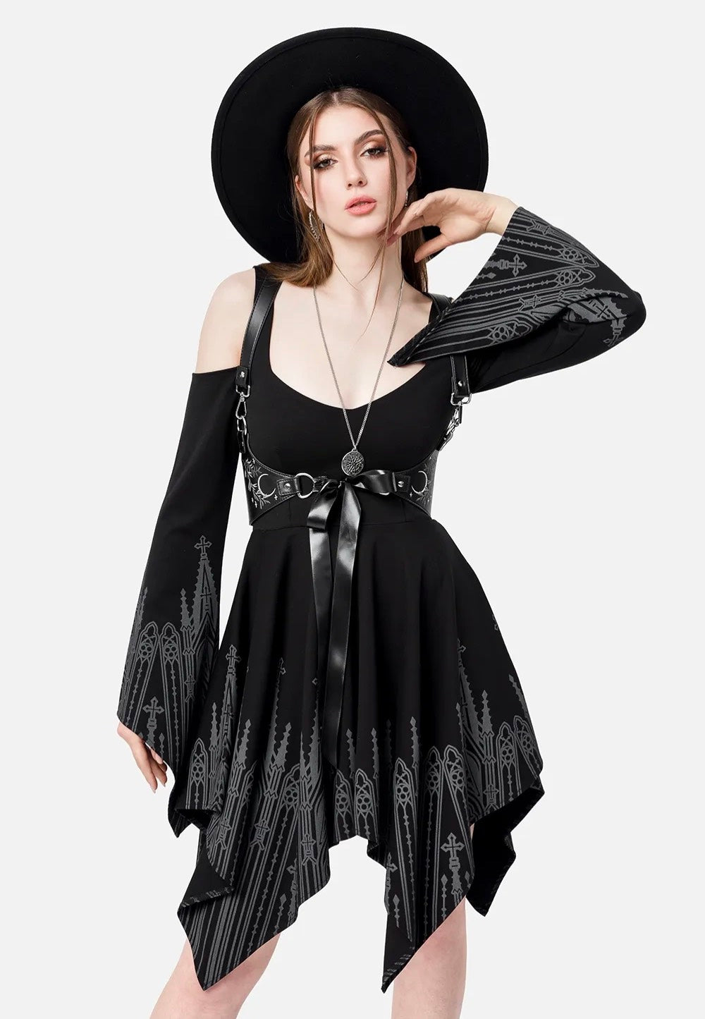 Restyle - Infernal Chapel Mini Black - Dress | Women-Image