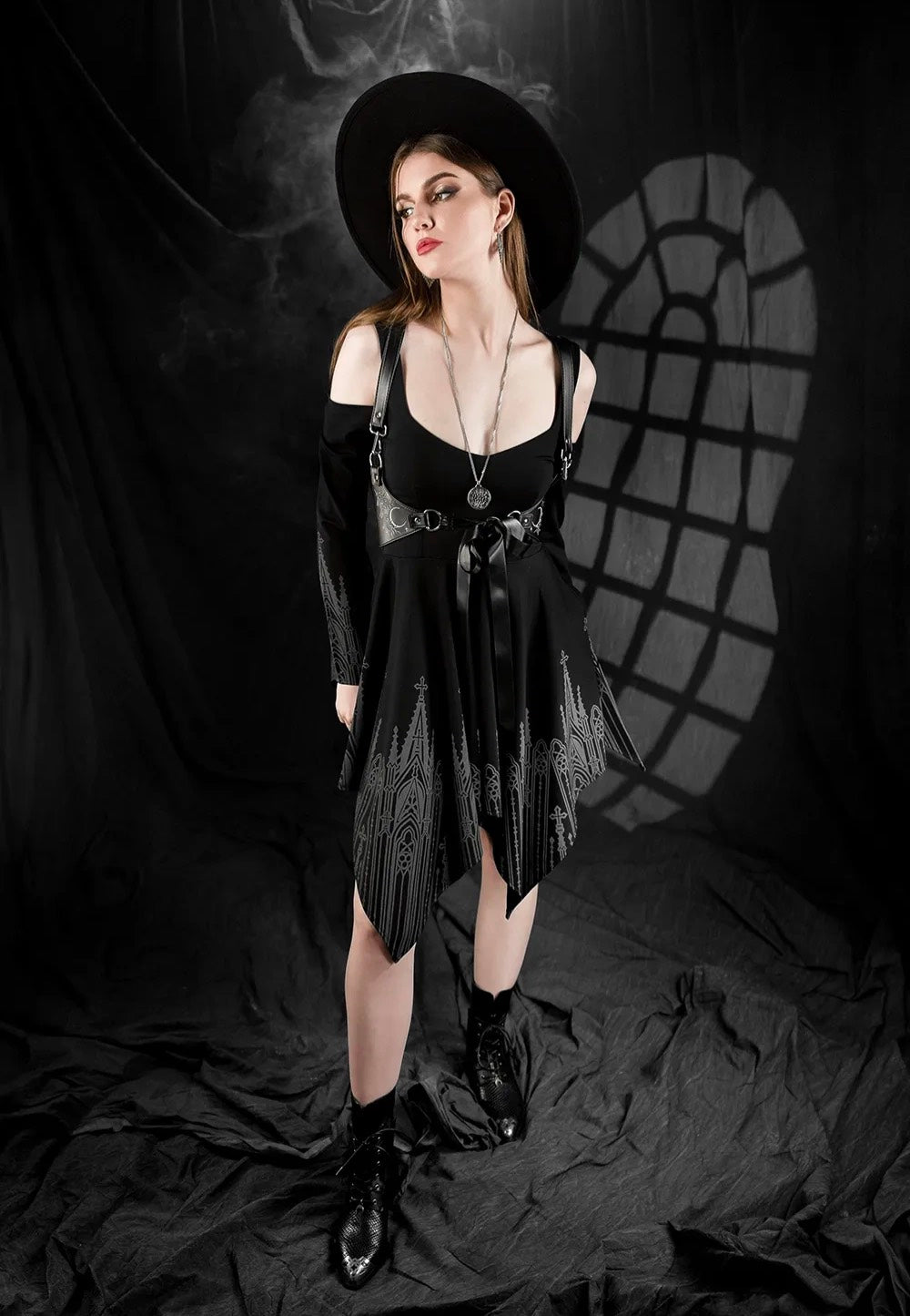 Restyle - Infernal Chapel Mini Black - Dress | Women-Image