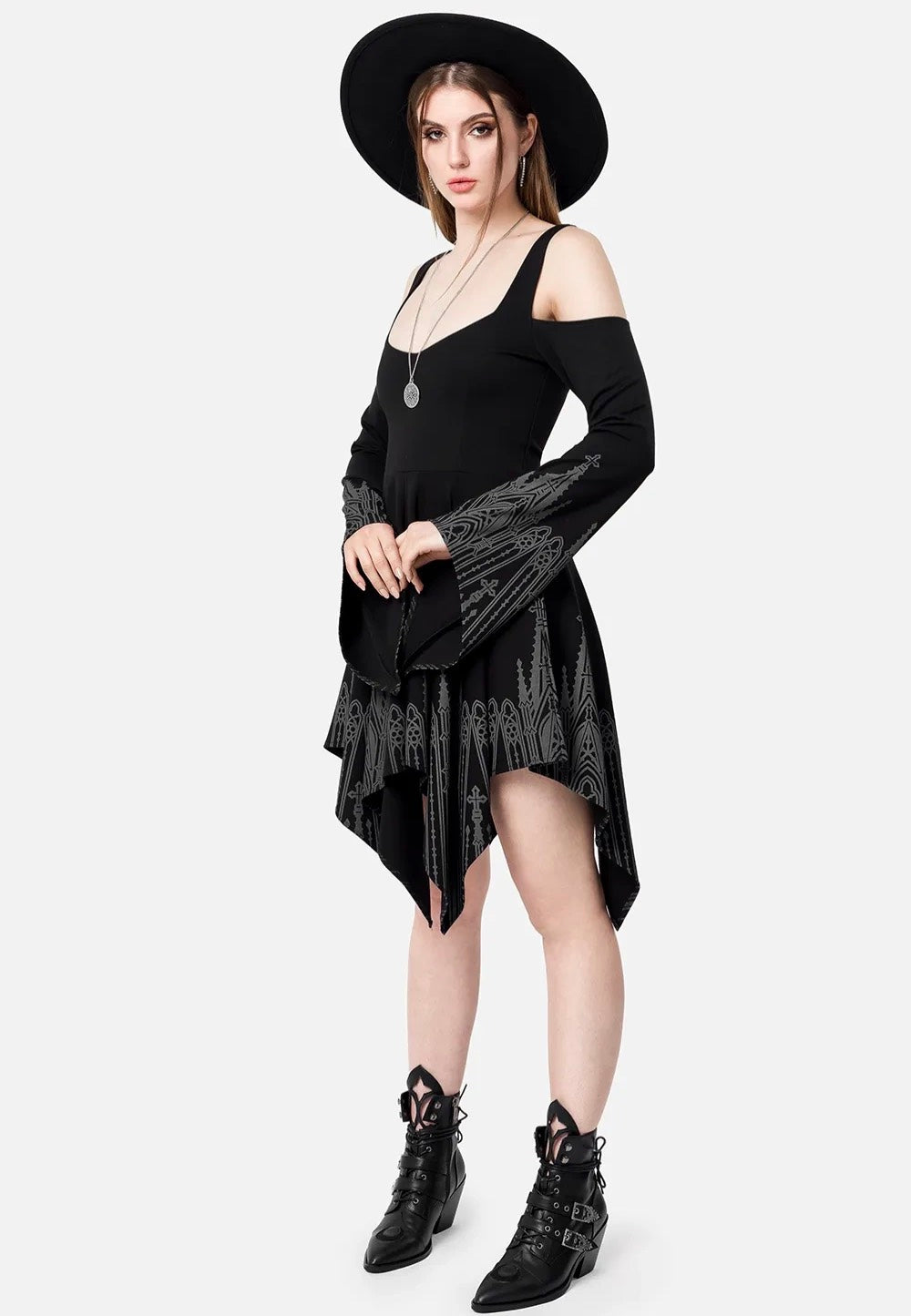 Restyle - Infernal Chapel Mini Black - Dress | Women-Image