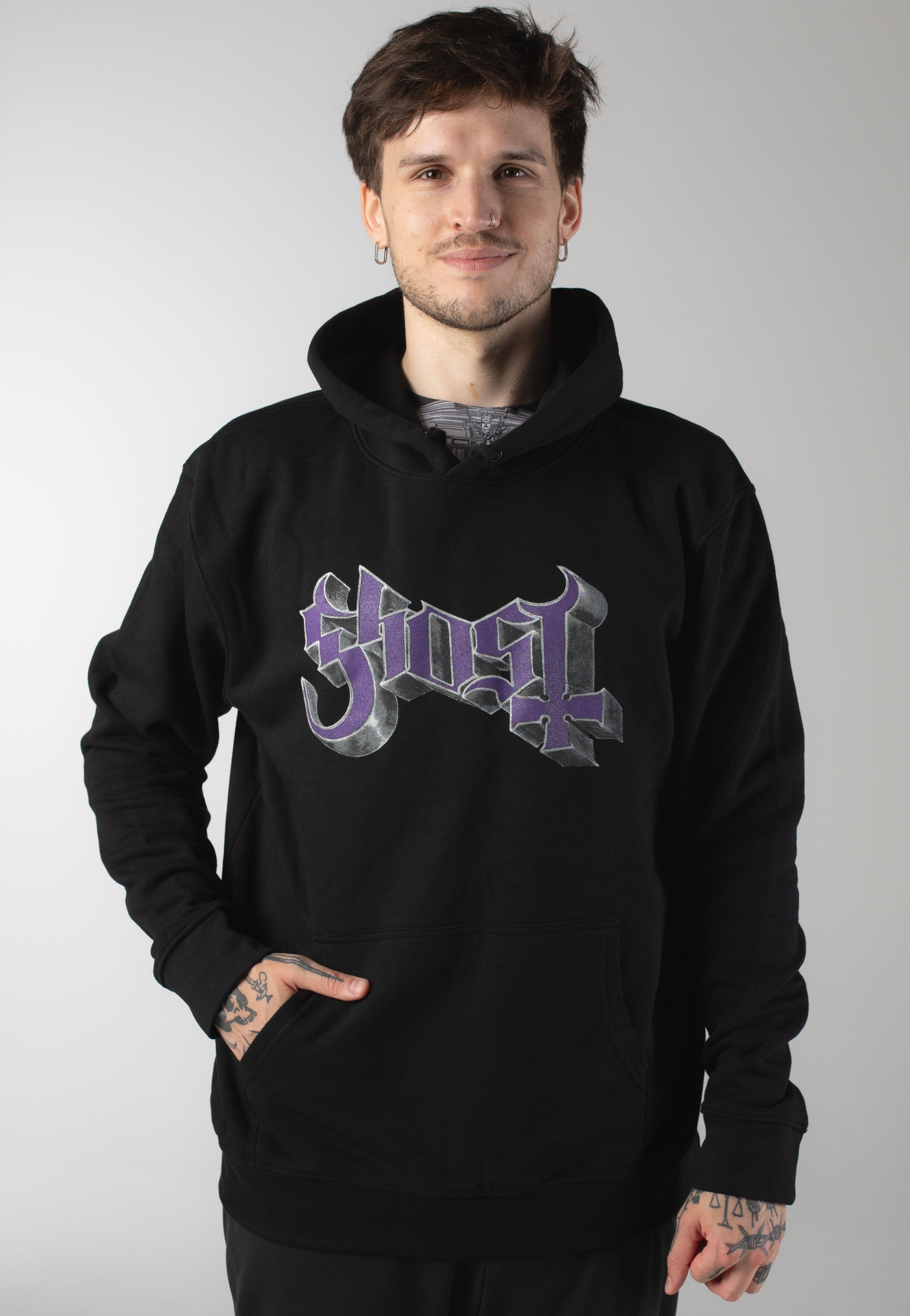 Ghost - Chrome Logo & Grucifix - Hoodie | Men-Image