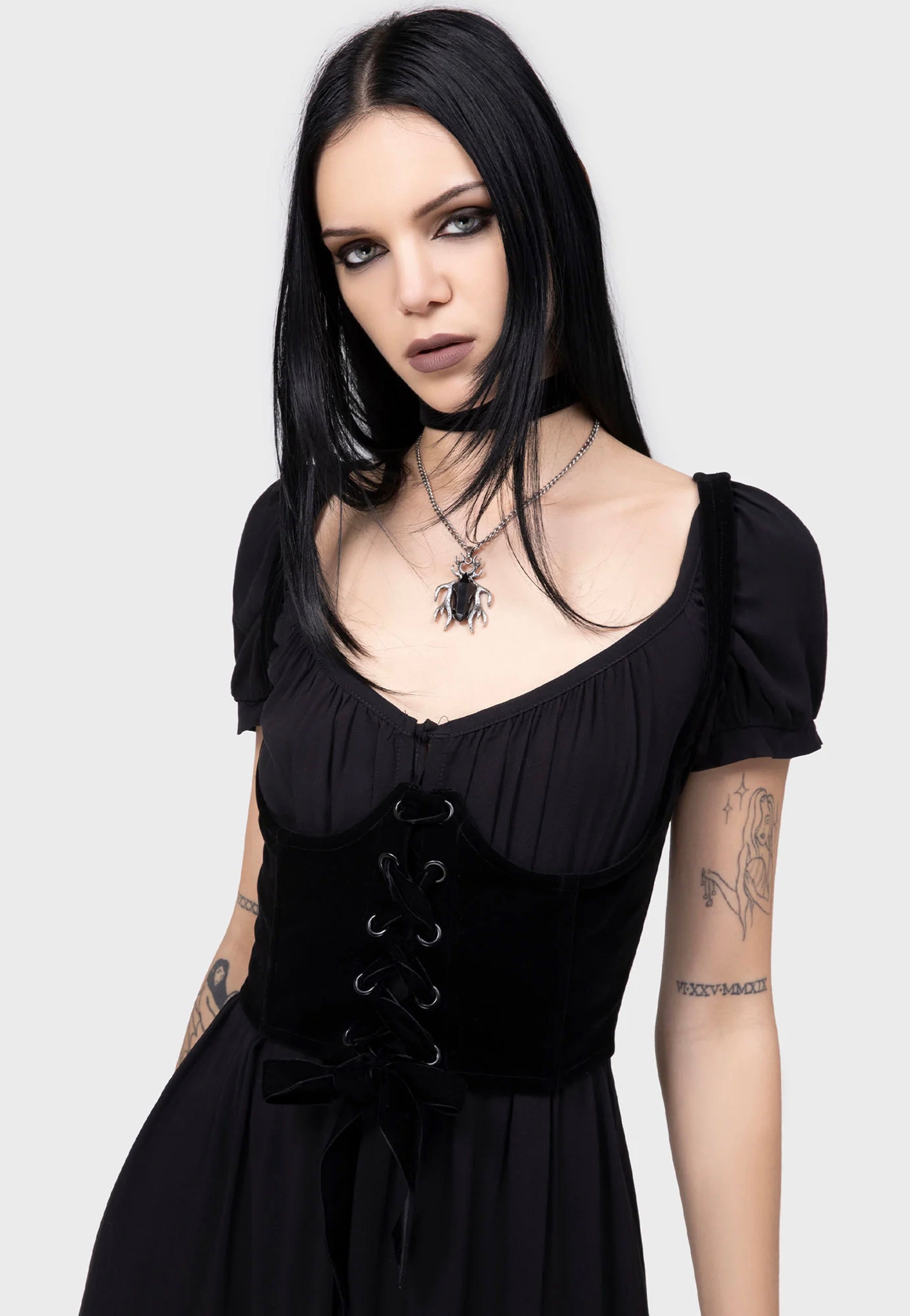 Killstar x Moonbloom - Gloom and Garter Underbust Black - Top | Women-Image