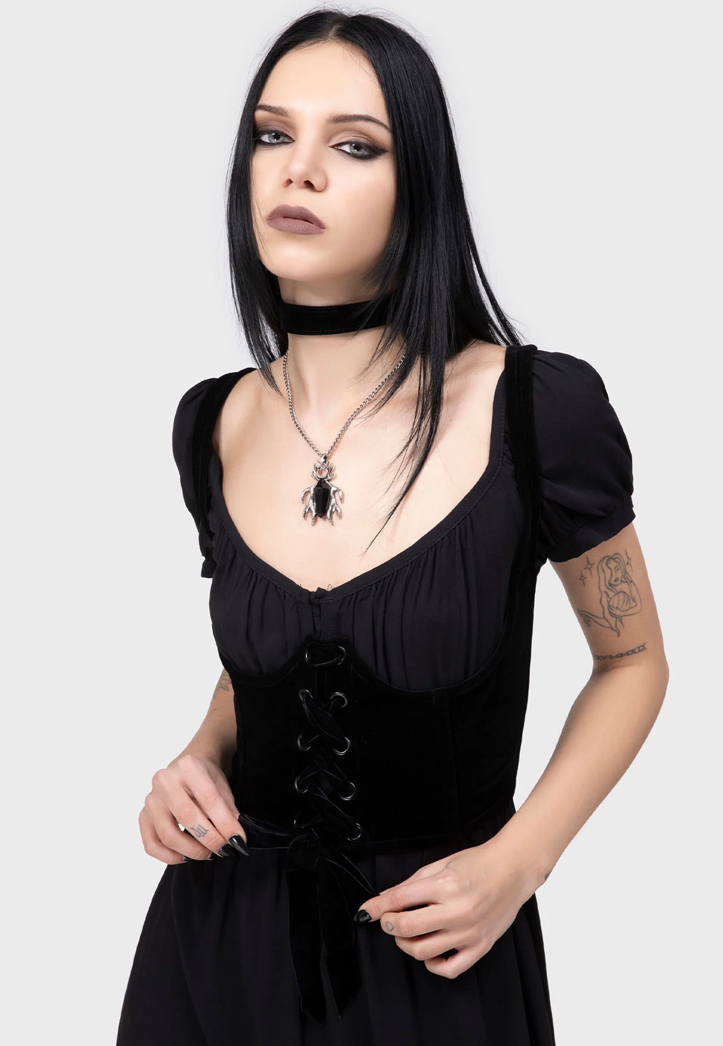 Killstar x Moonbloom - Gloom and Garter Underbust Black - Top | Women-Image
