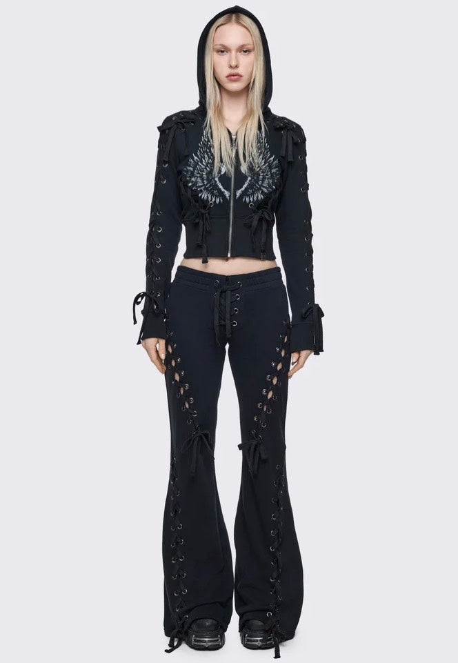 Minga London - Grave Zip Up Hoodie Black - Zipper | Women-Image