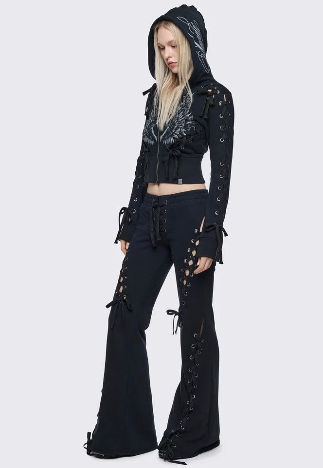 Minga London - Grave Zip Up Hoodie Black - Zipper | Women-Image