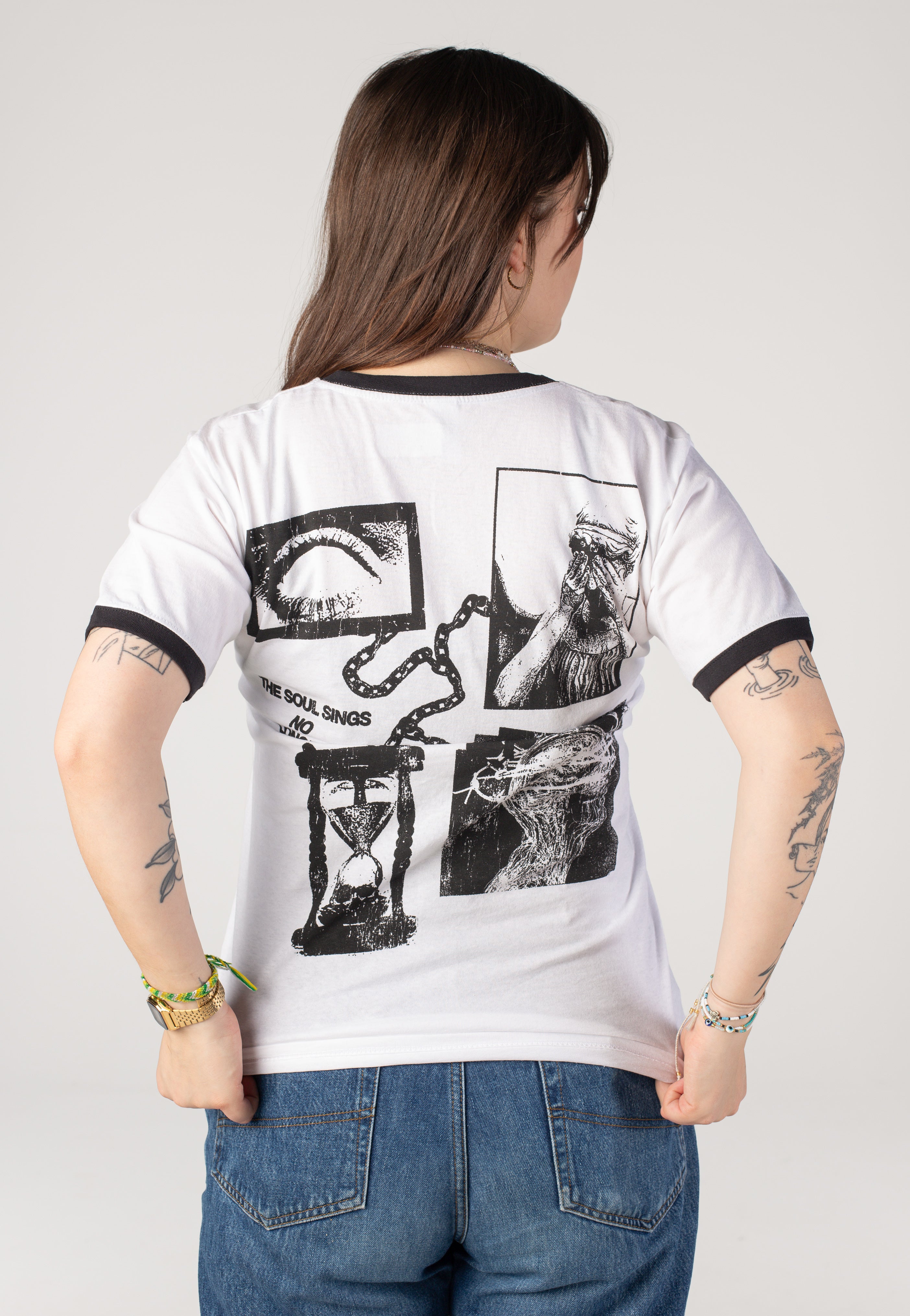 Great American Ghost - Hymn White/Black Ringer - T-Shirt | Women-Image