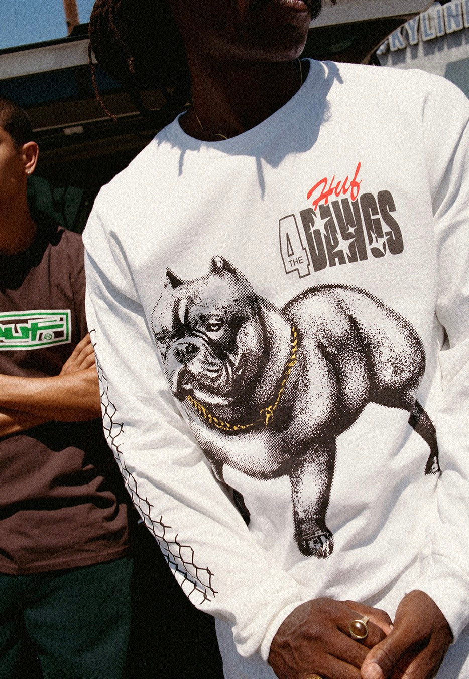 HUF - 4 The Dawgs White - Longsleeve | Men-Image
