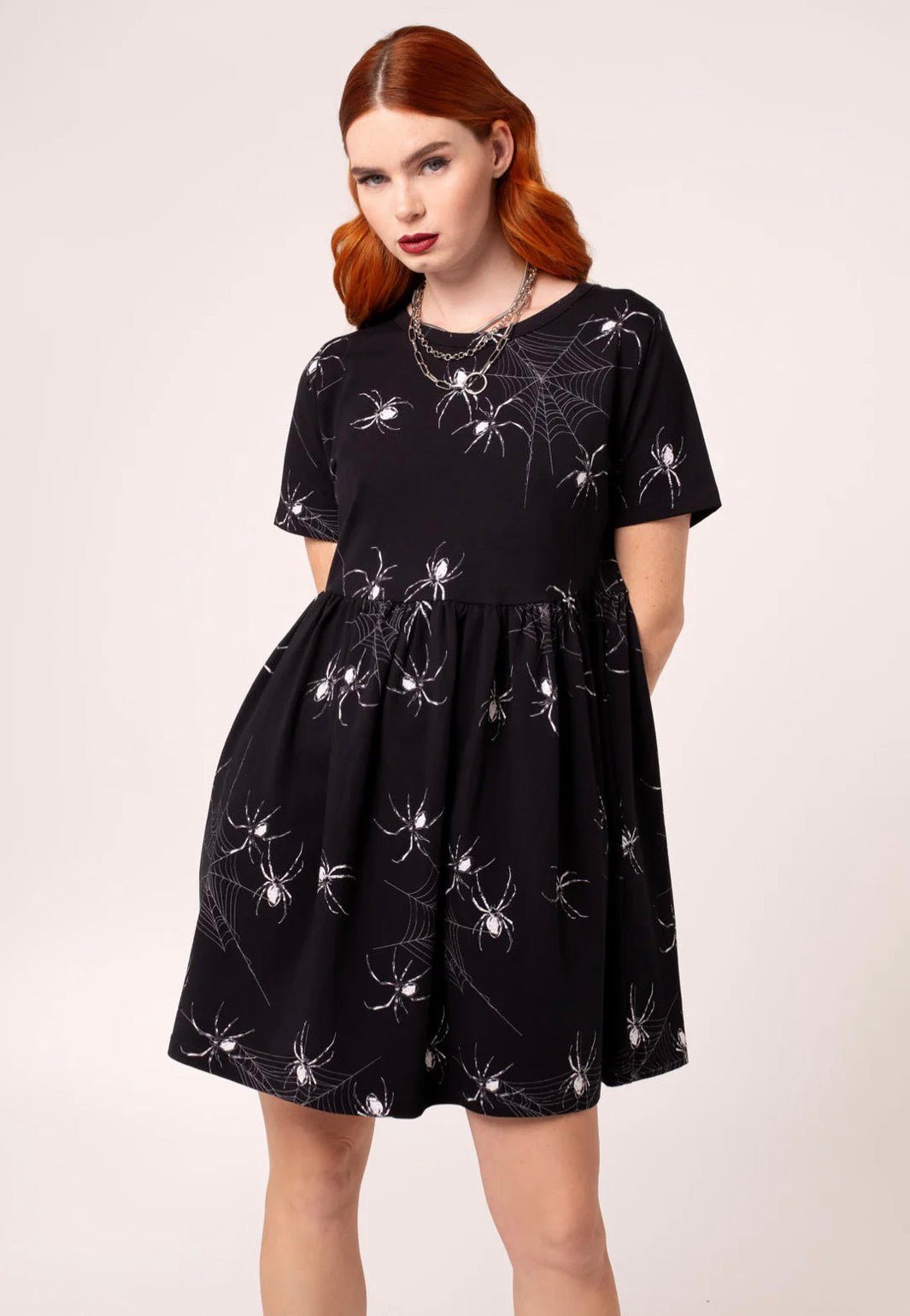 Hellbunny - Grungy Spider Mini Black - Dress | Women-Image