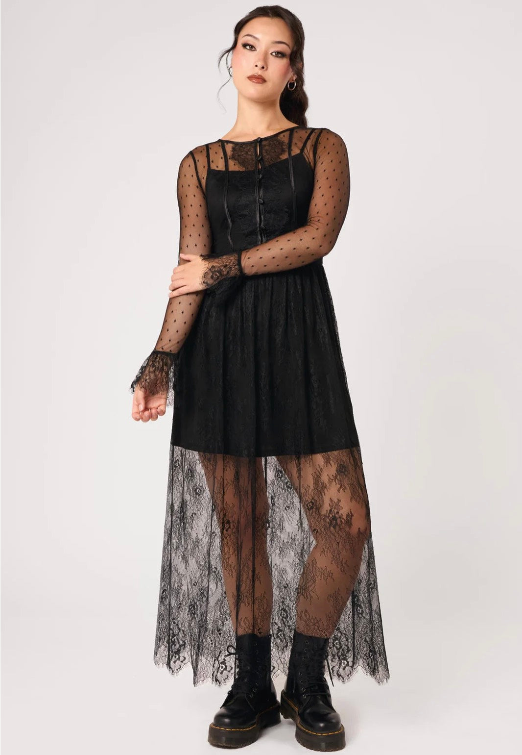 Hellbunny Dark Knight Midi Black Dress | Women-Image