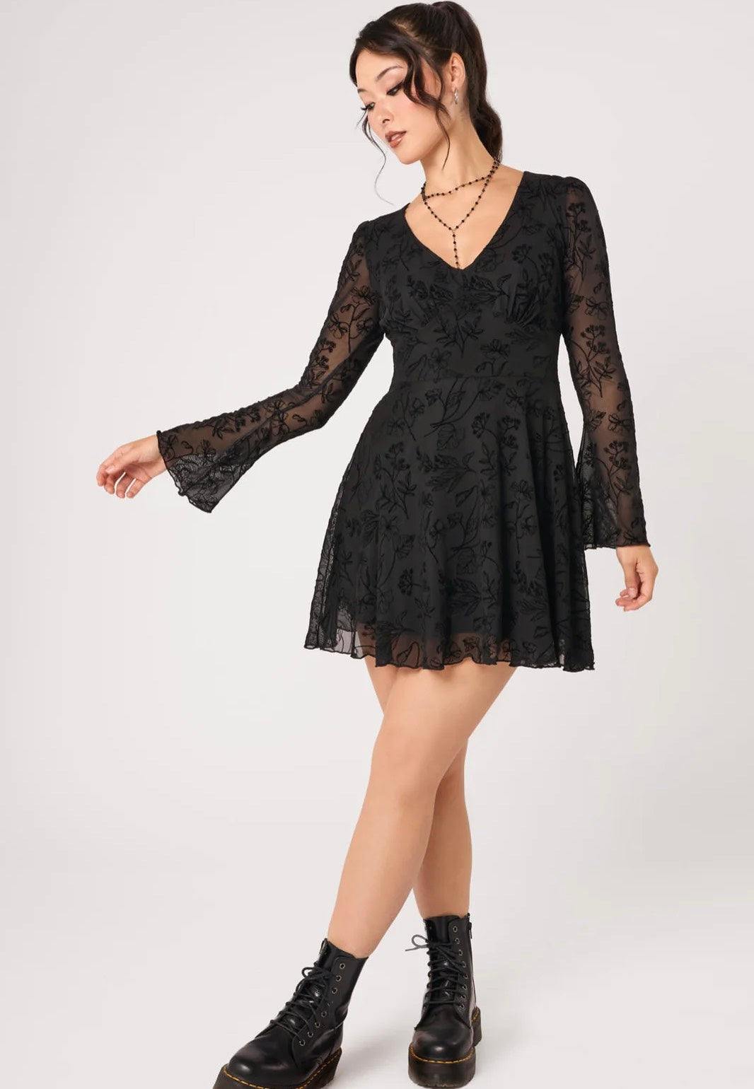 Hellbunny Wildflower Mini Black Vestito | Women-Image