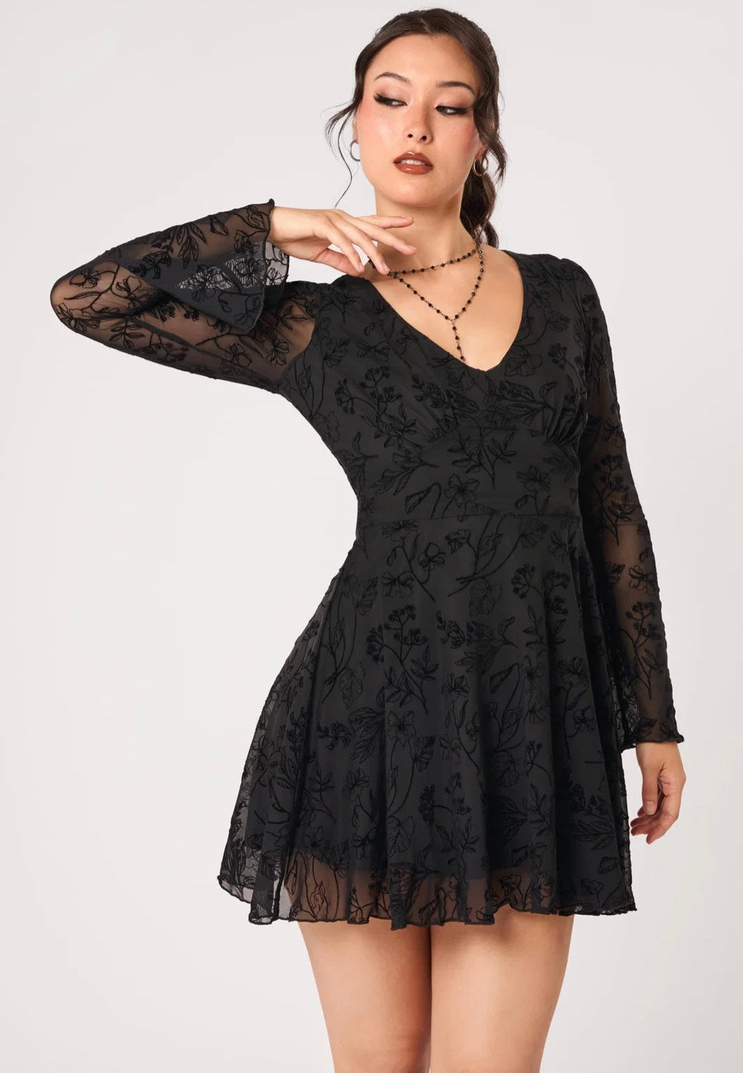 Hellbunny Wildflower Mini Black Vestito | Women-Image