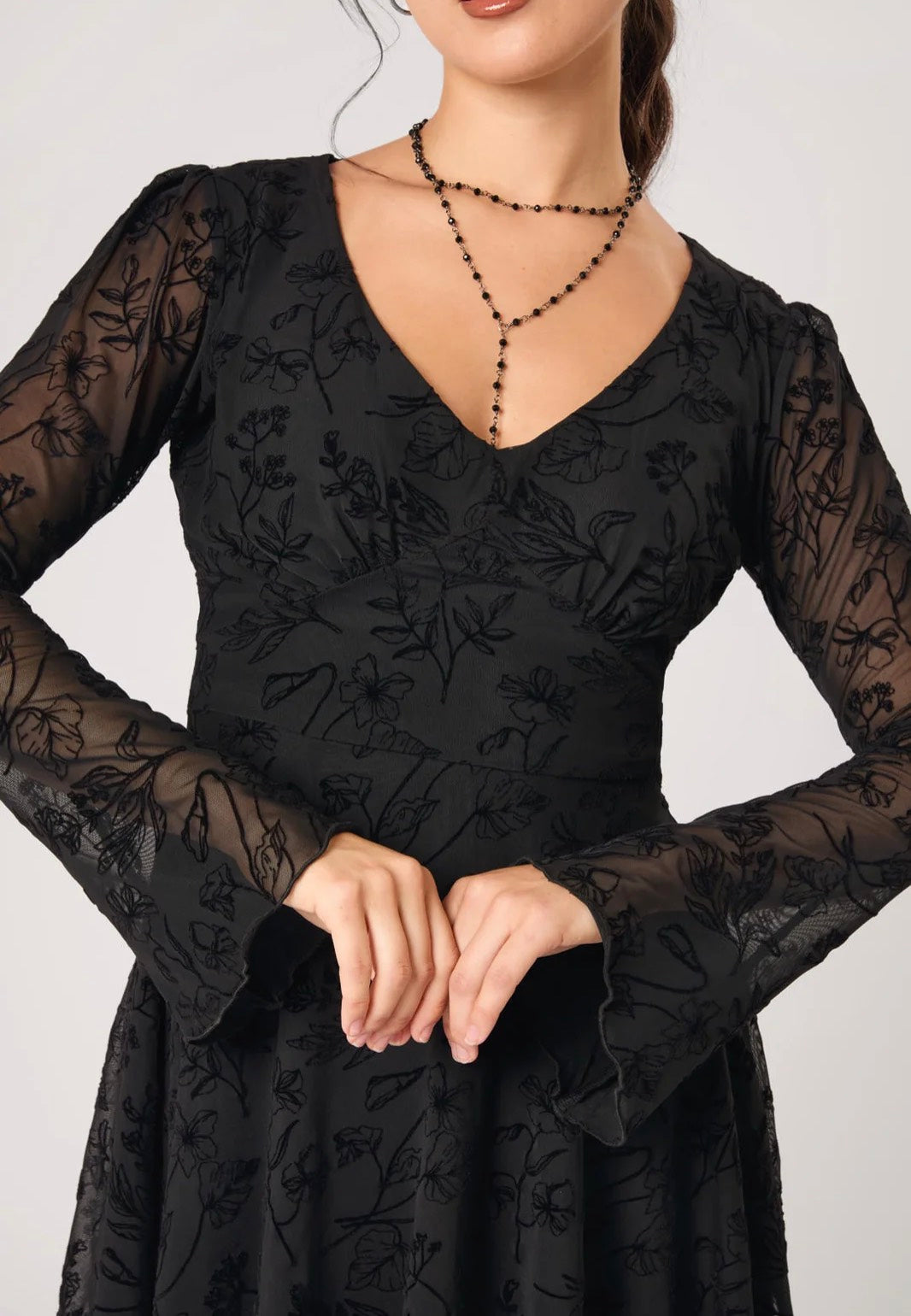 Hellbunny Wildflower Mini Black Vestito | Women-Image