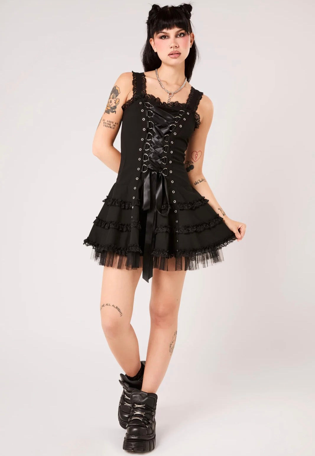 Hellbunny Harley Plain Black Dress | Women-Image