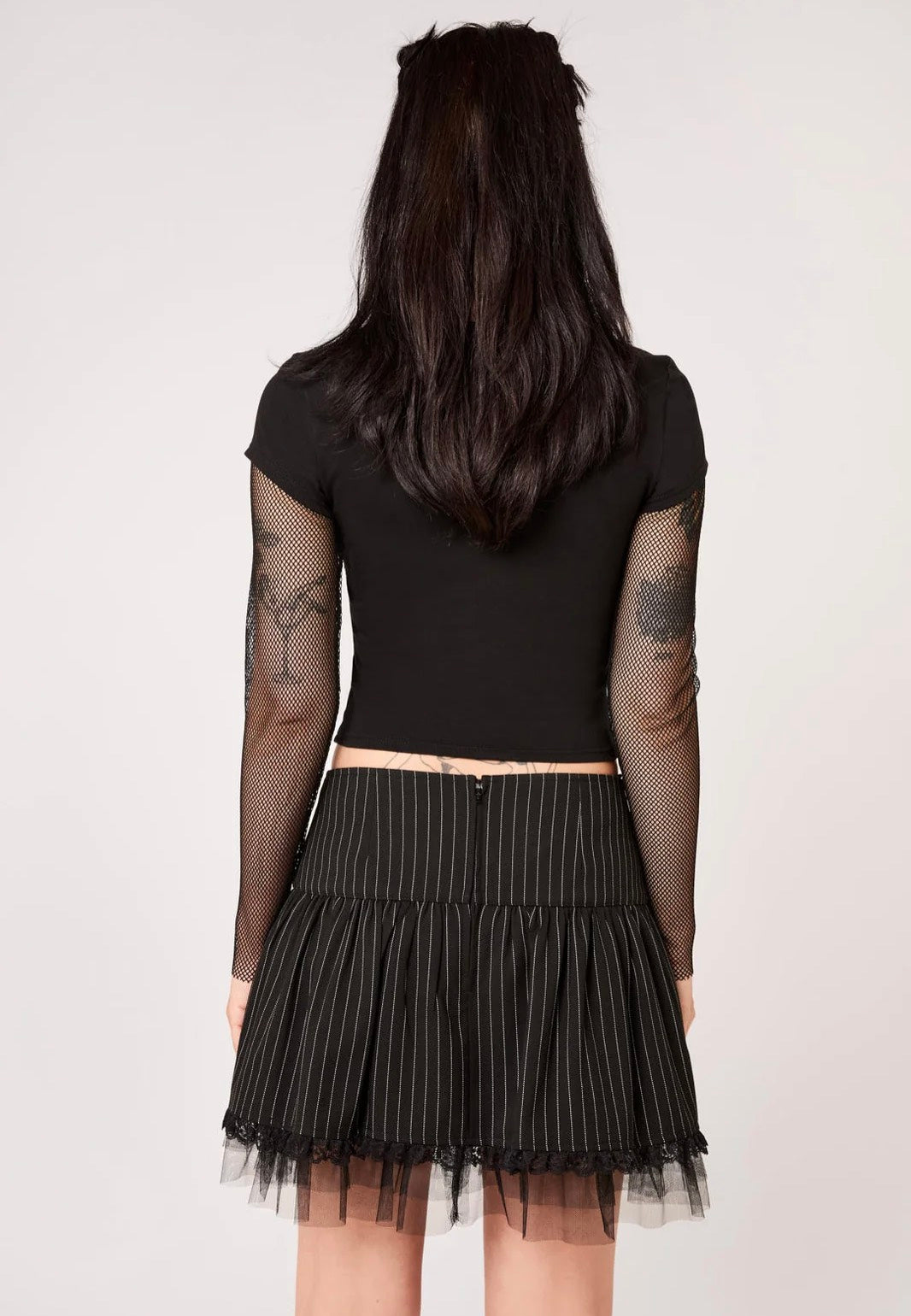 Hellbunny Quinzel C Pinstripe Black/White Skirt | Women-Image