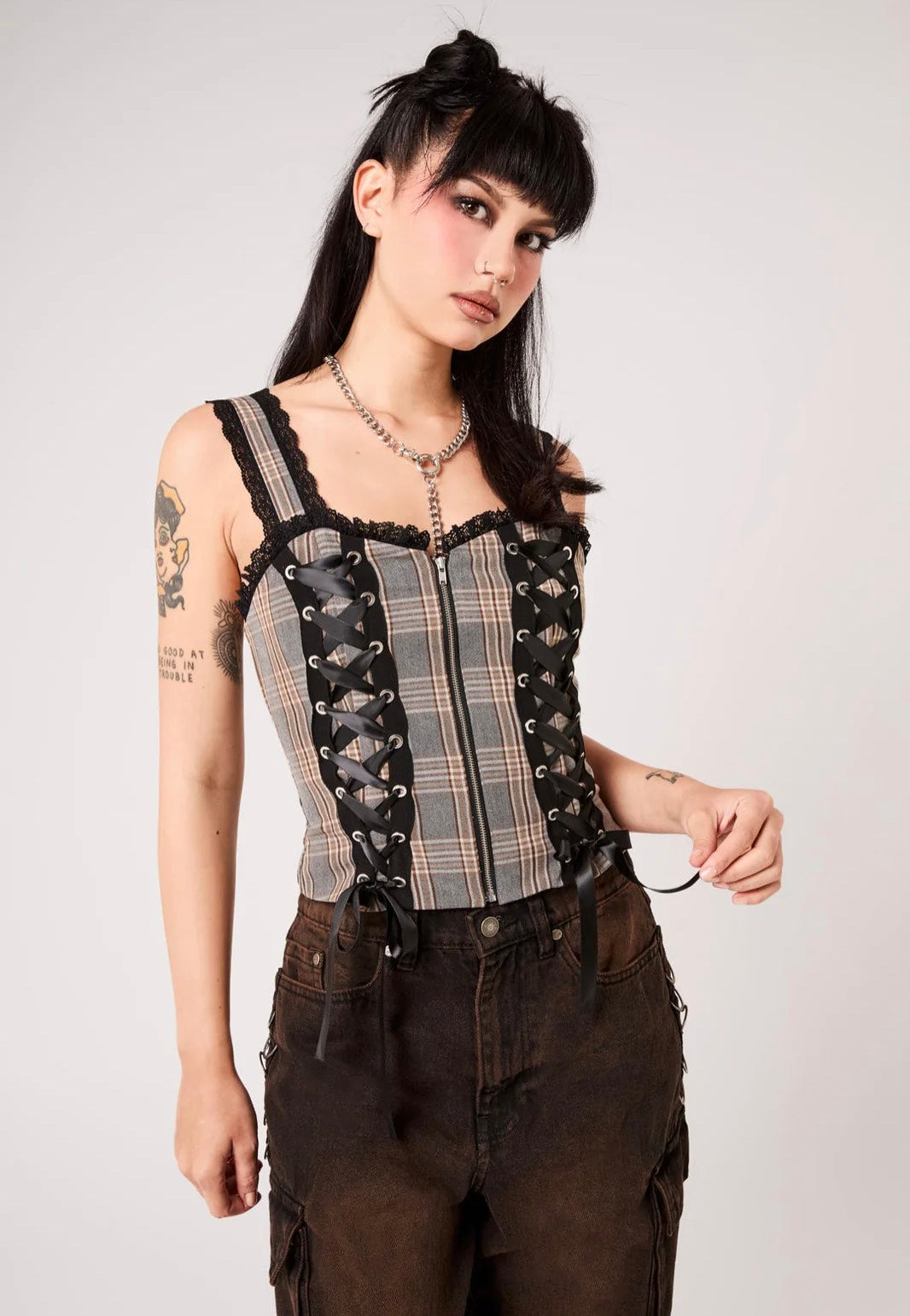 Hellbunny Quinzel Y Brown Top | Women-Image