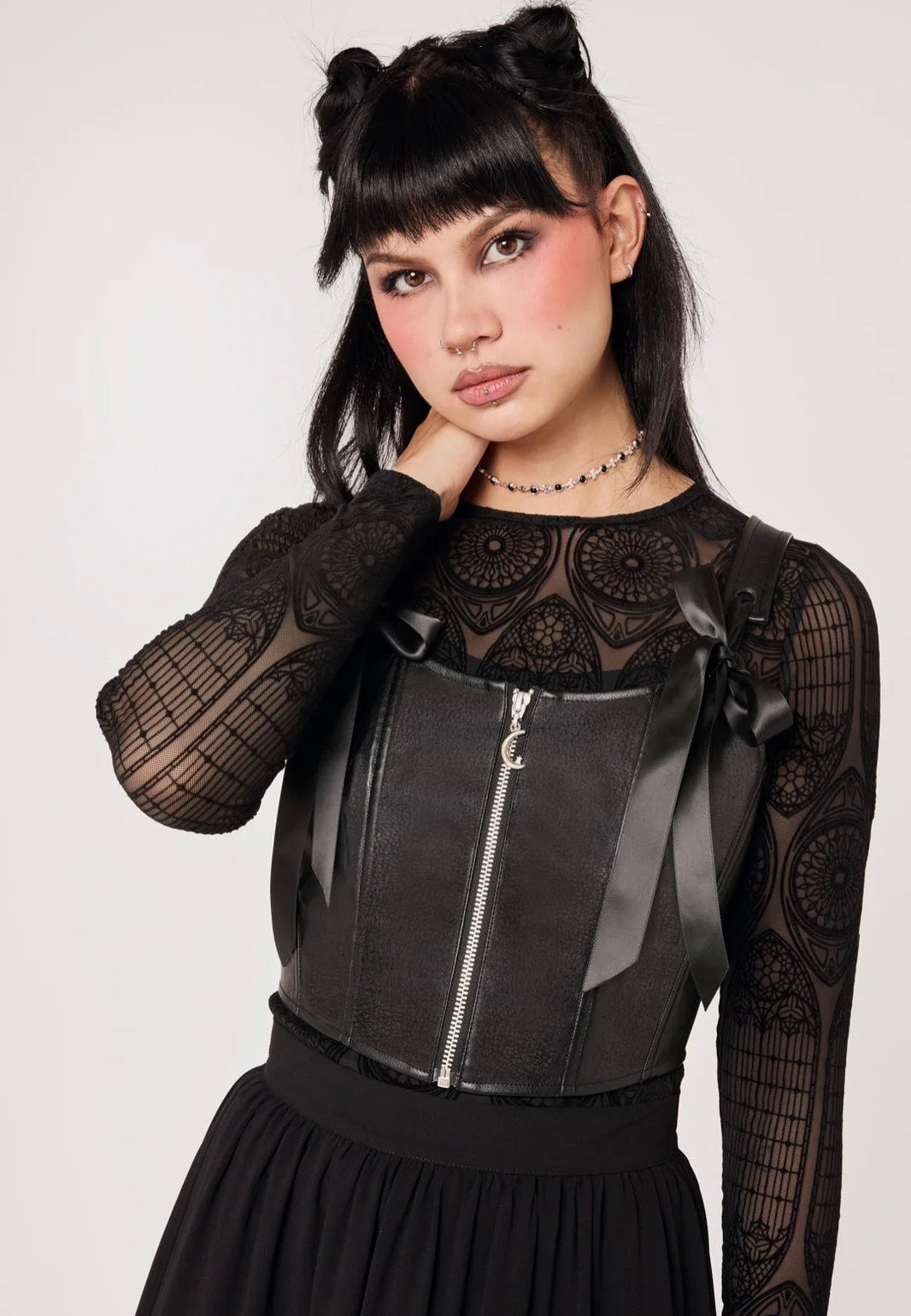 Hellbunny Black Steel Black Corset | Women-Image