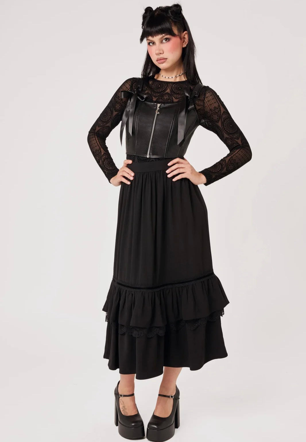 Hellbunny Black Steel Black Corset | Women-Image