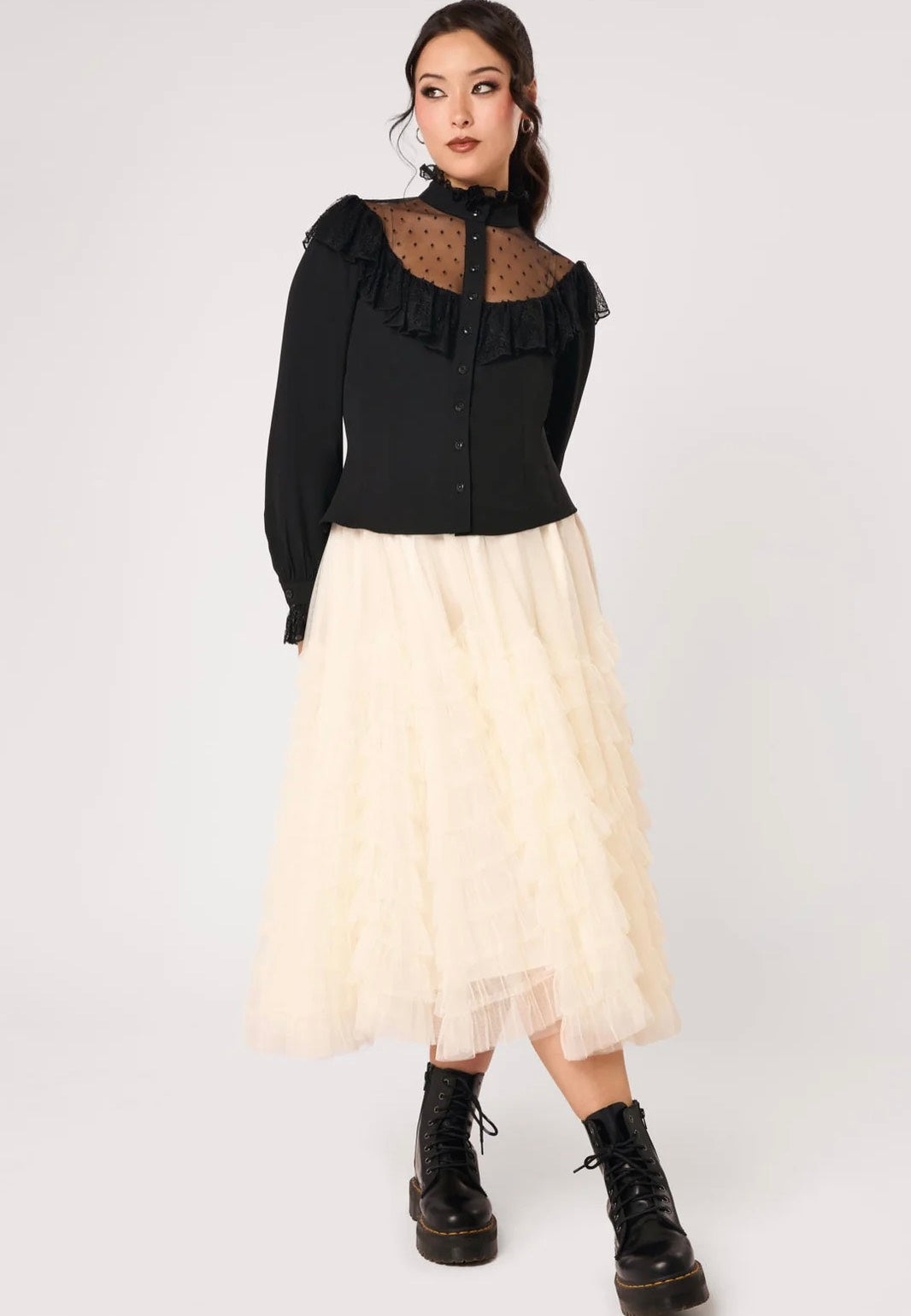 Hellbunny Dark Knight Black Blouse | Women-Image