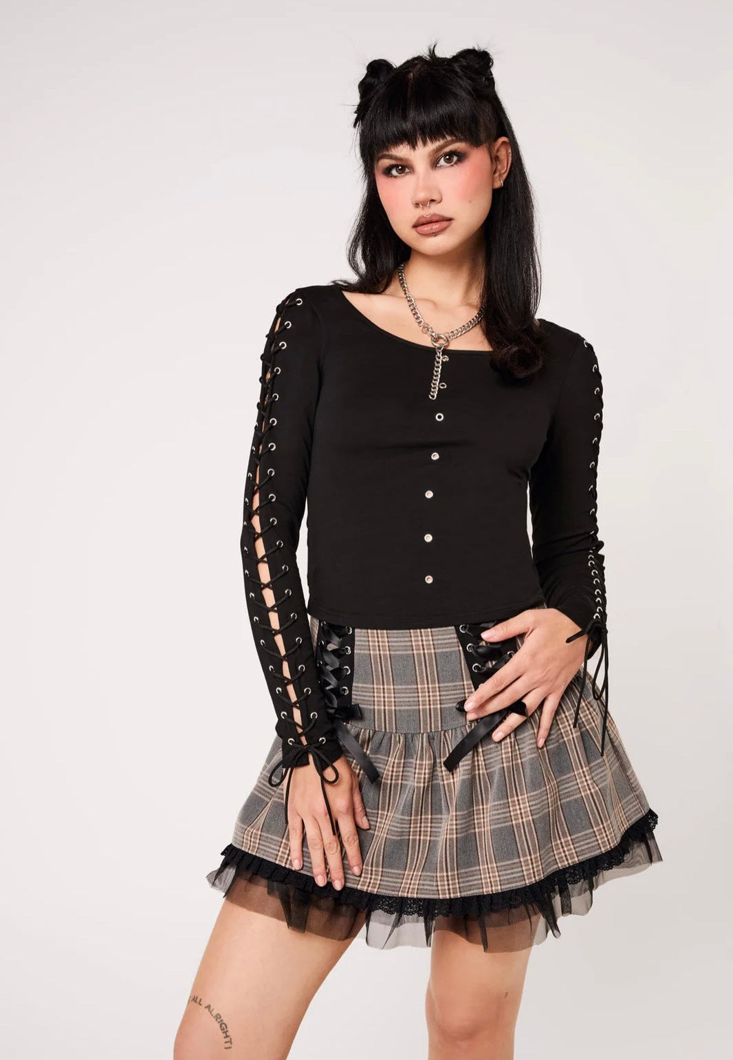 Hellbunny Grimly Black Top | Women-Image