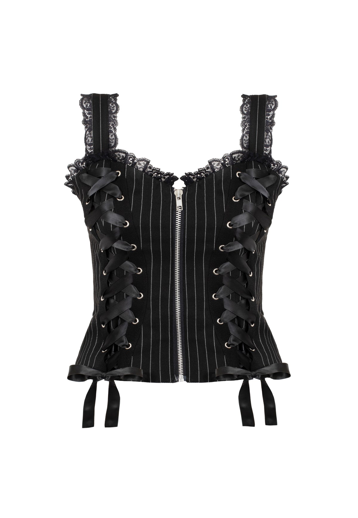 Hellbunny Quinzel C Pinstripe Black/White Top | Women-Image