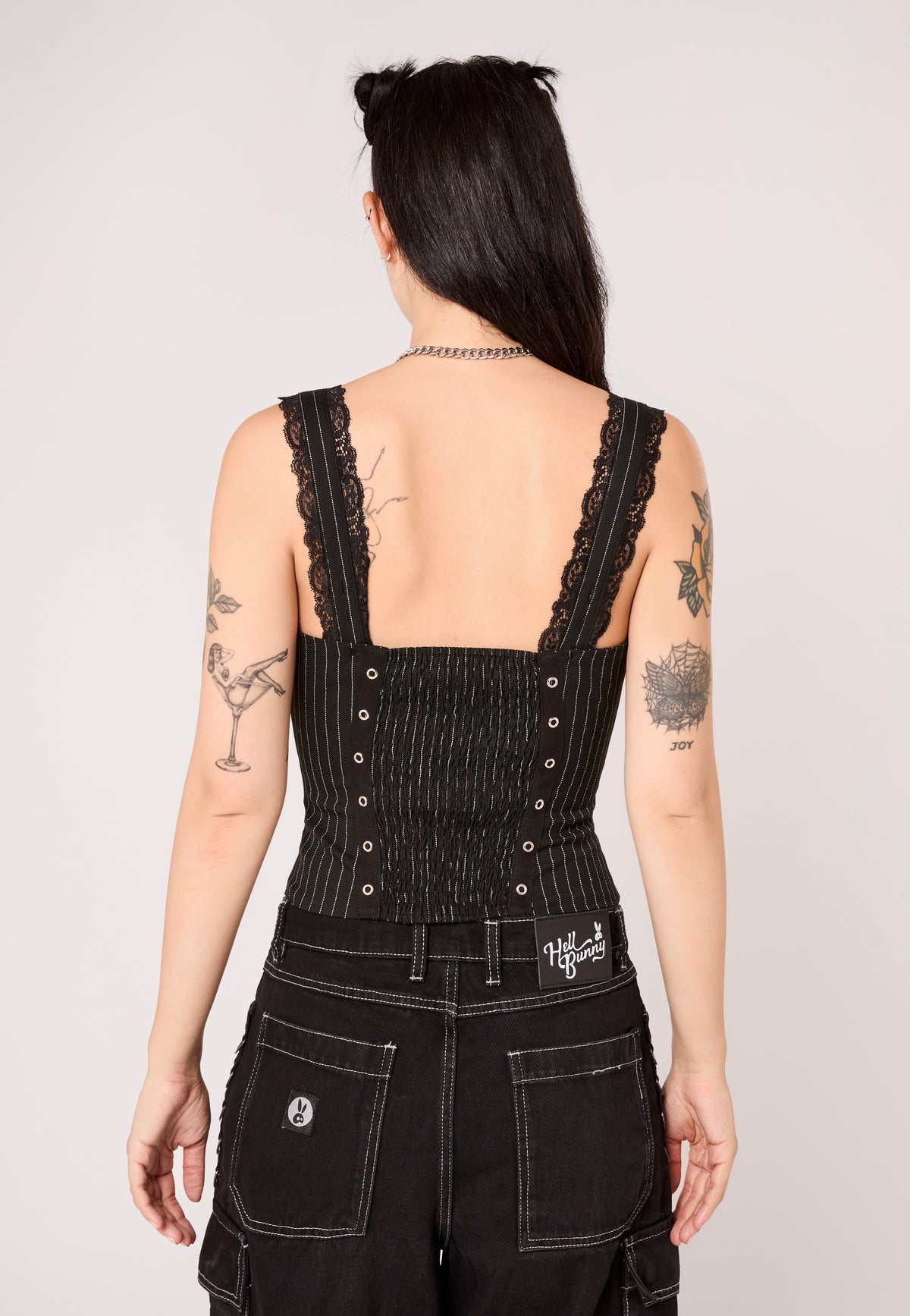 Hellbunny Quinzel C Pinstripe Black/White Top | Women-Image