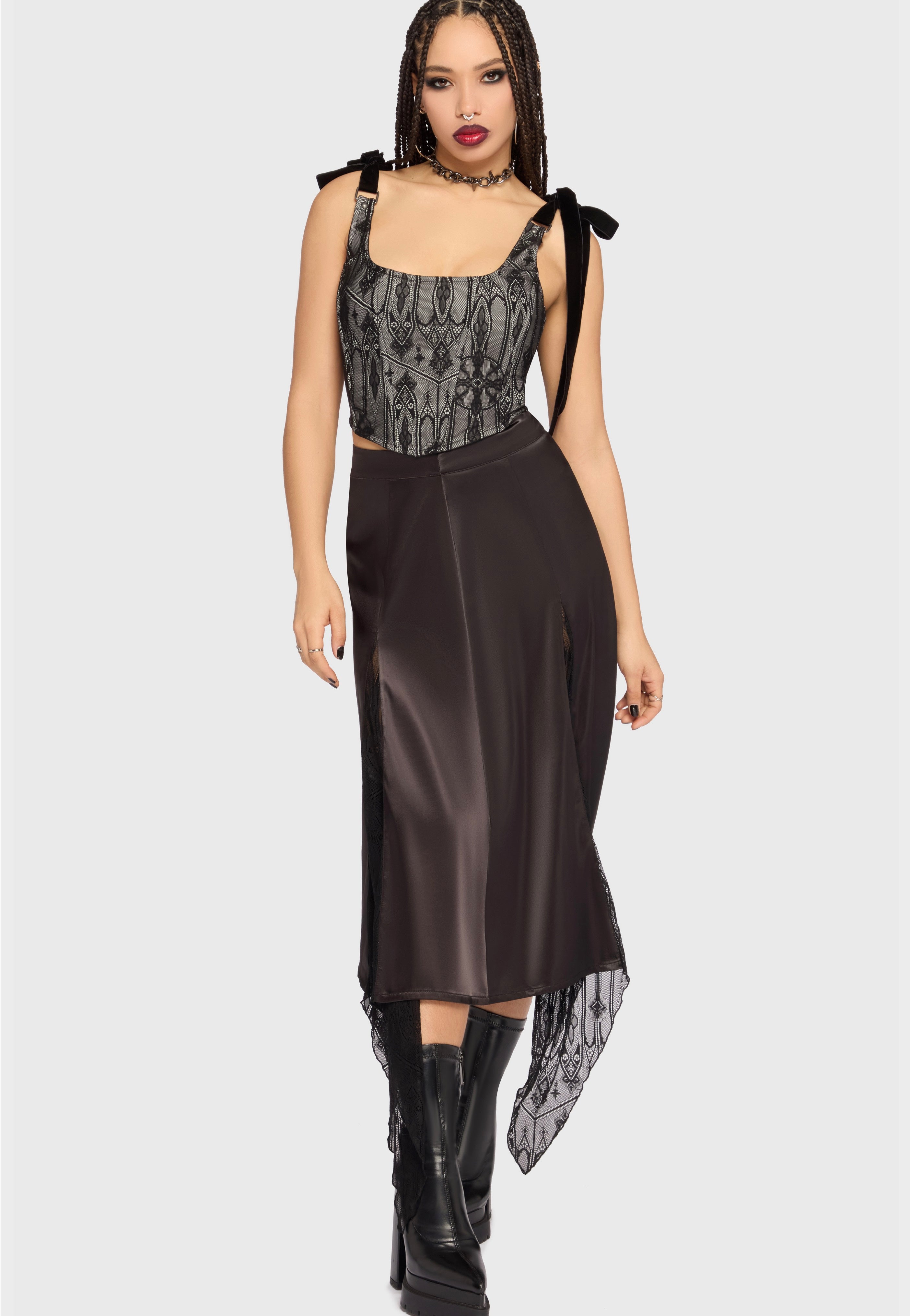 Killstar - Hallowed Oscura Black/Grey - Corset | Women-Image