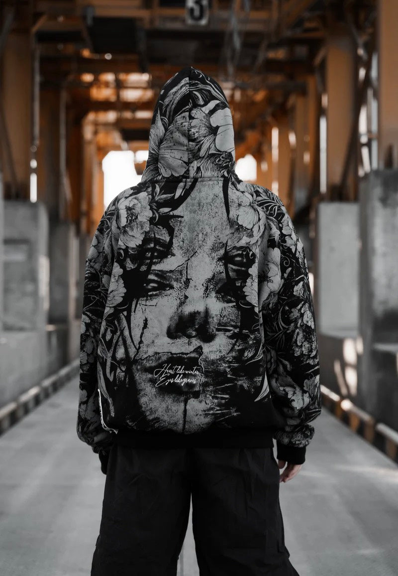 Stay Cold Apparel - Heart Like Winter Allover Oversized - Hoodie | Neutral-Image