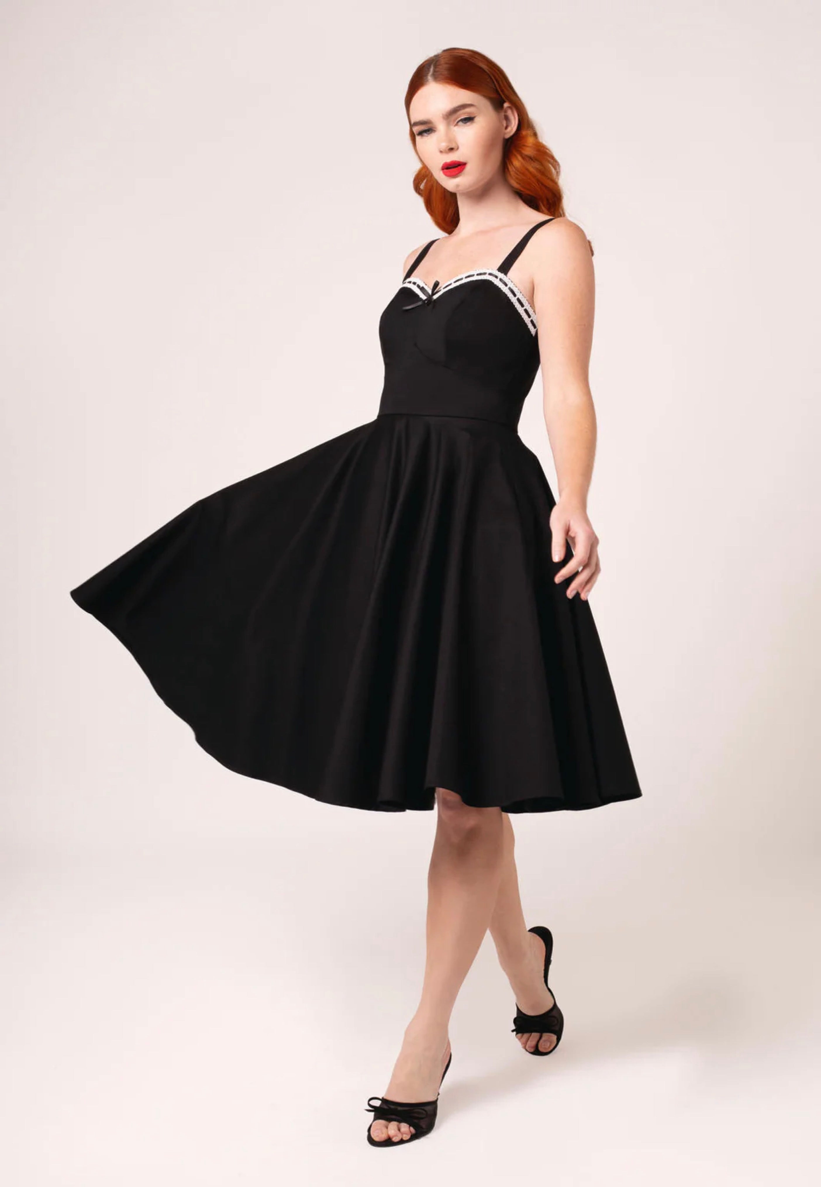 gracie midi dress Hell Bunny Gracie 50's Swing Dress Black