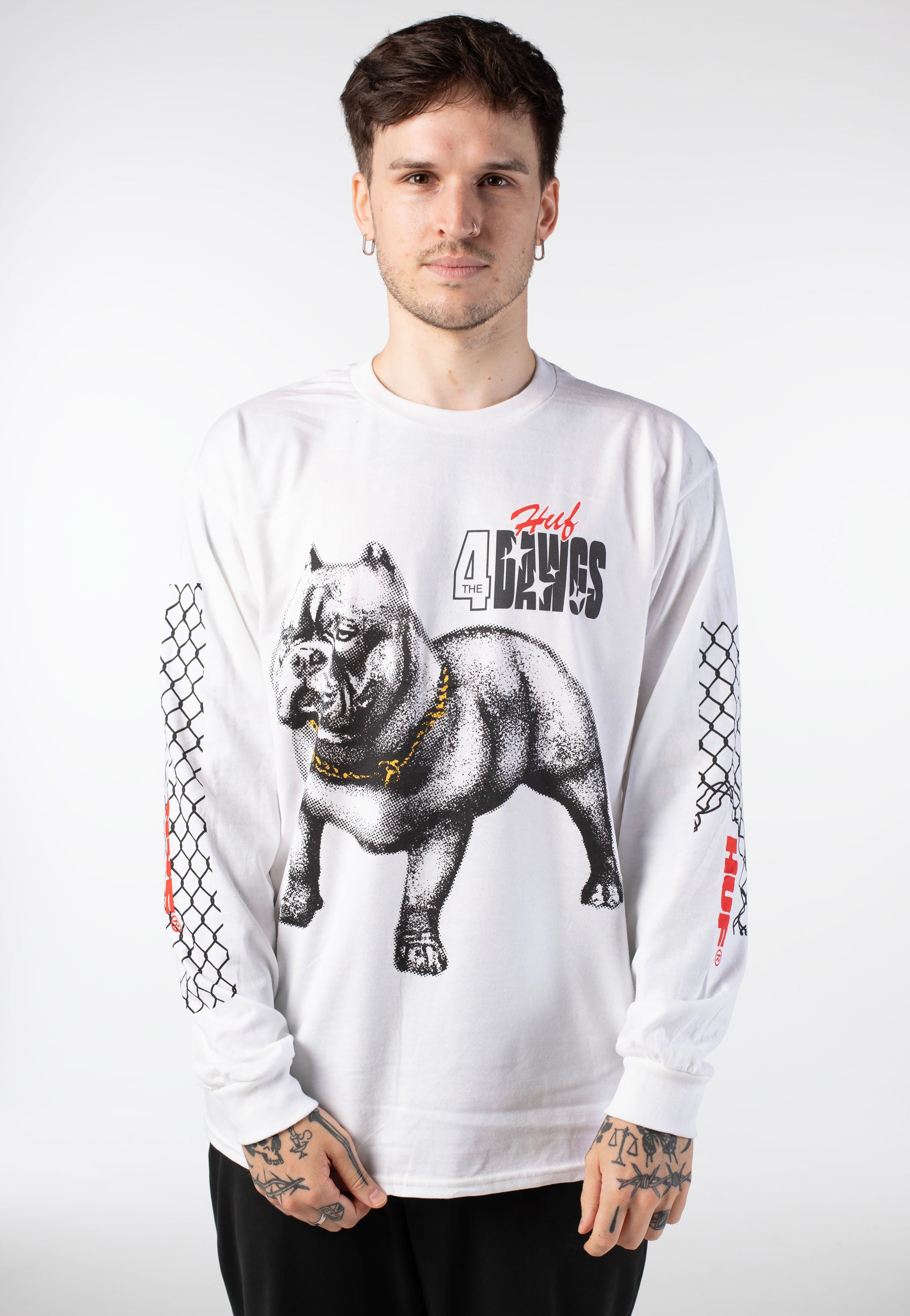 HUF - 4 The Dawgs White - Longsleeve | Men-Image