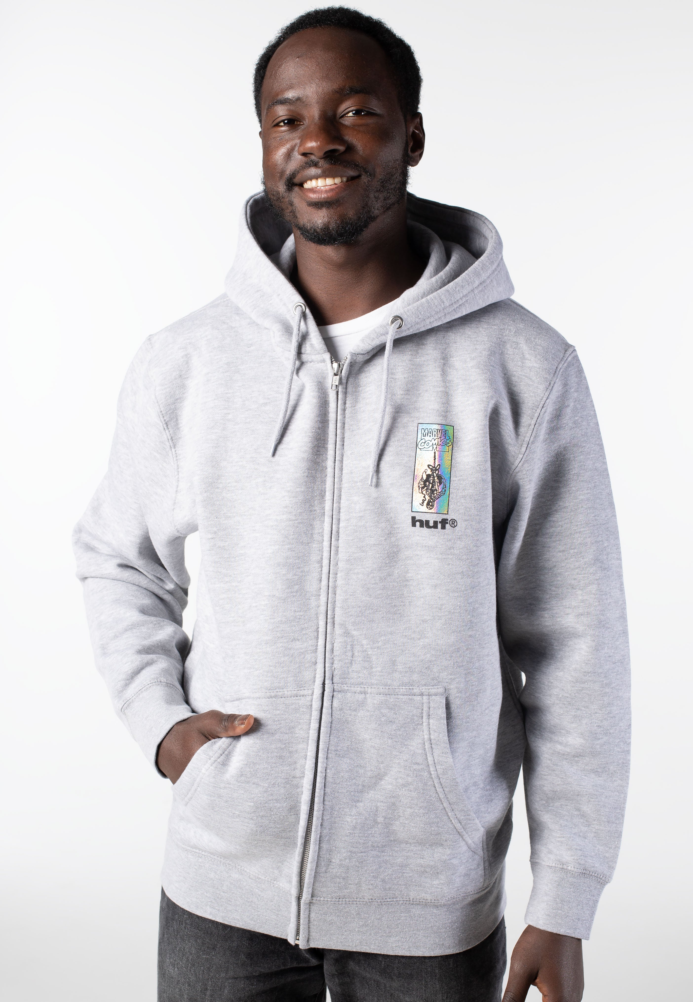 HUF x Spiderman - Arachknight Heather Grey - Zipper | Men-Image