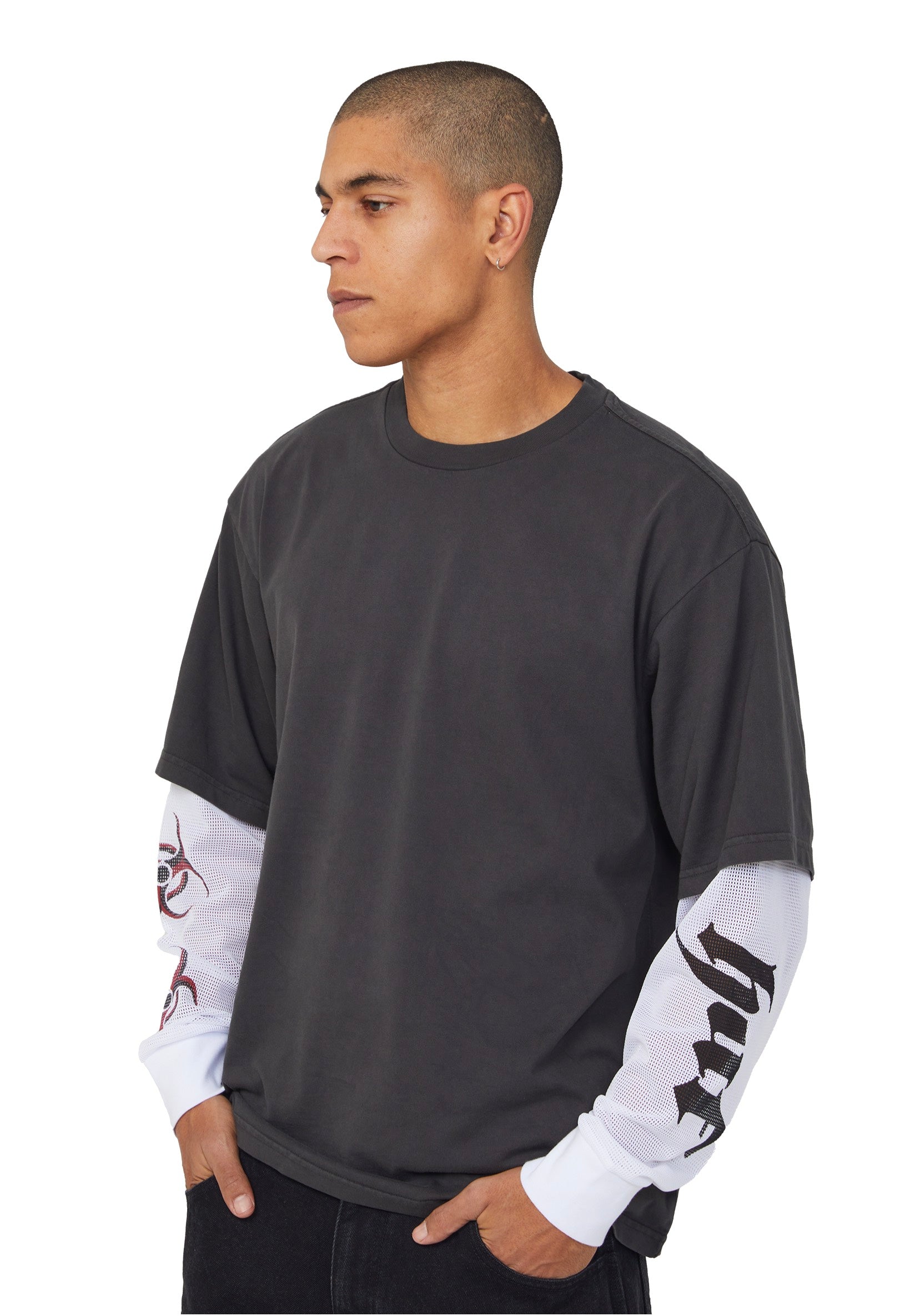 HUF - Leon Double Layer Vintage Black - Longsleeve | Men-Image