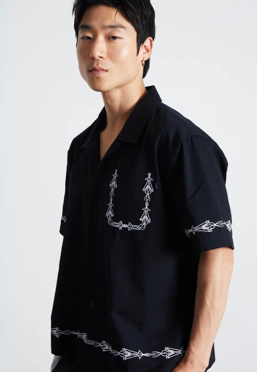 HUF - Pinstripe Emb Resort Black - Shirt | Men-Image