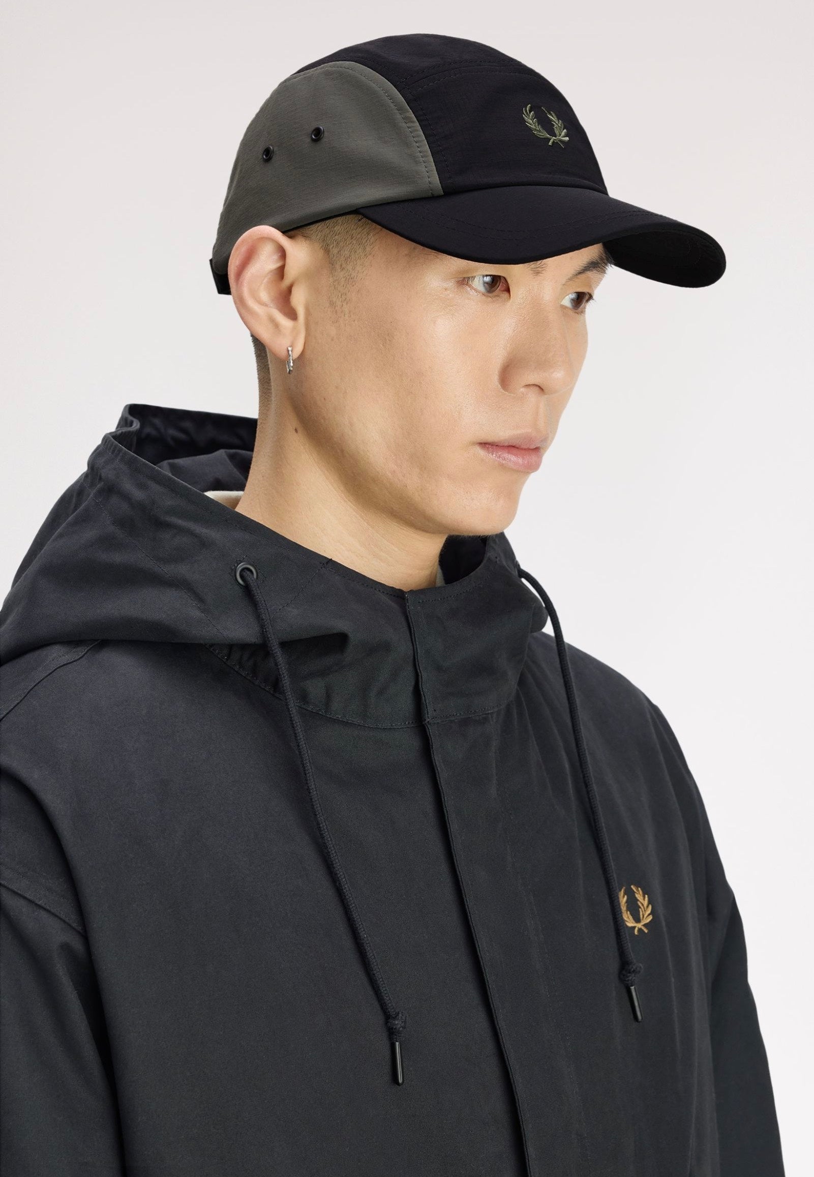 Fred Perry - Blocked 5 Panel Ripstop Black - Cap | Neutral-Image